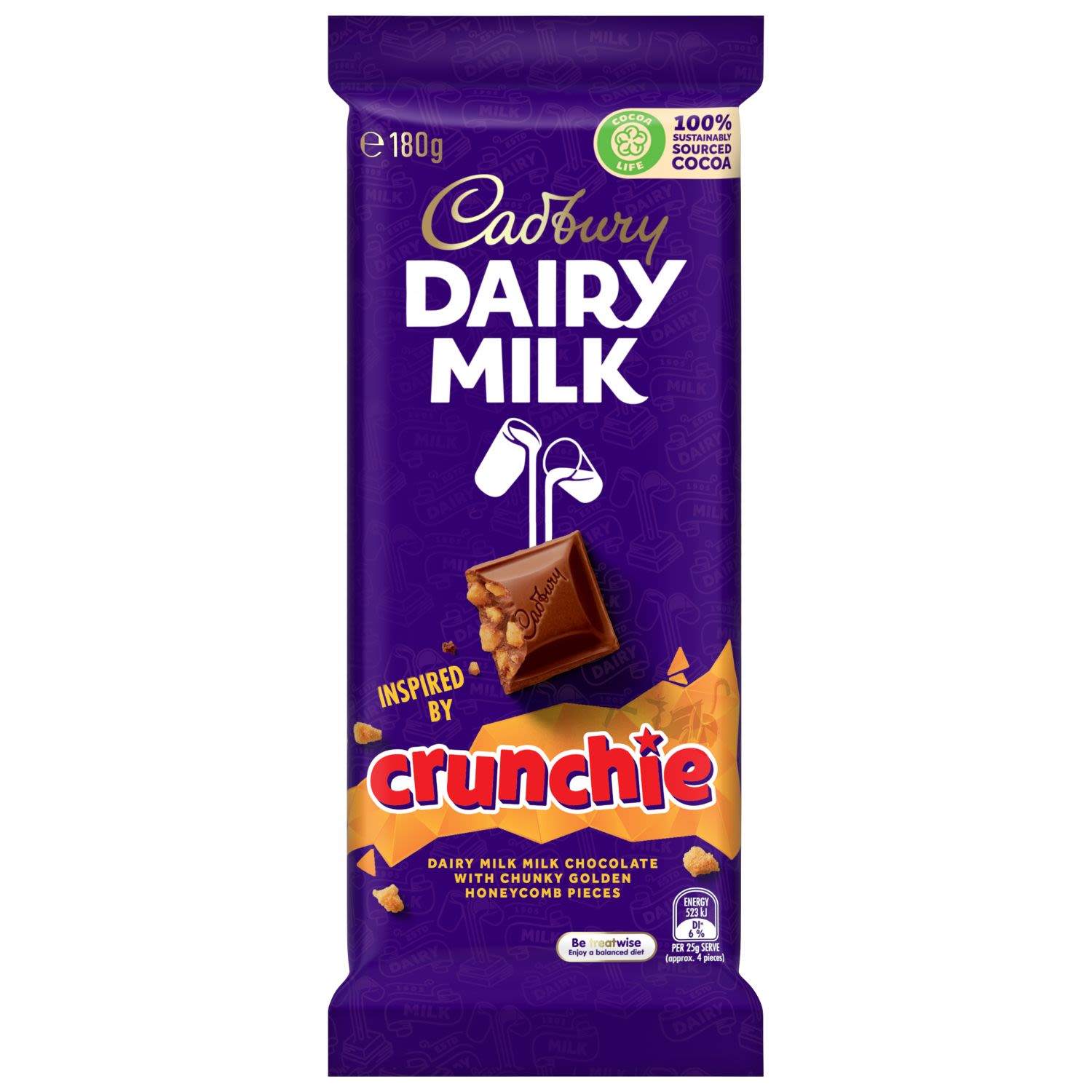 Cadbury Dairy Milk Crunchie Chocolate Block, 180 Gram