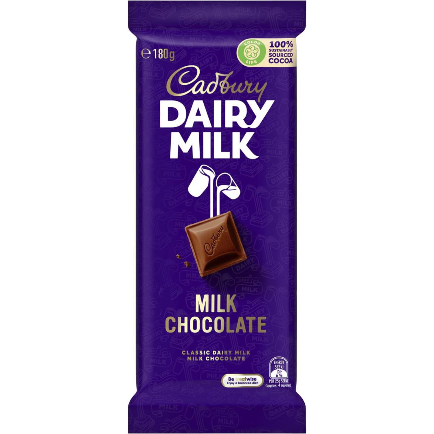 The equivalent of a glass and a half of full cream milk in every 200g of Cadbury Dairy Milk Milk Chocolate. Proudly made in Tasmania.<br /> <br />