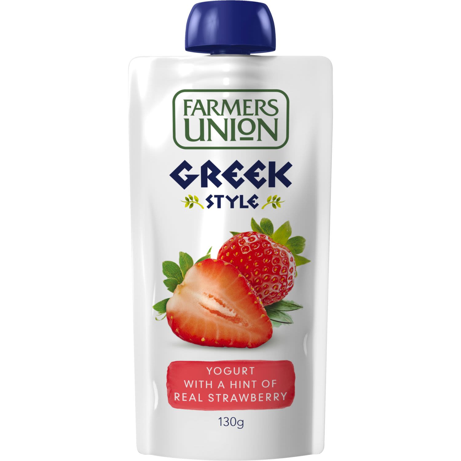 Farmers Union Greek Style Yoghurt Strawberry Pouch, 130 Gram