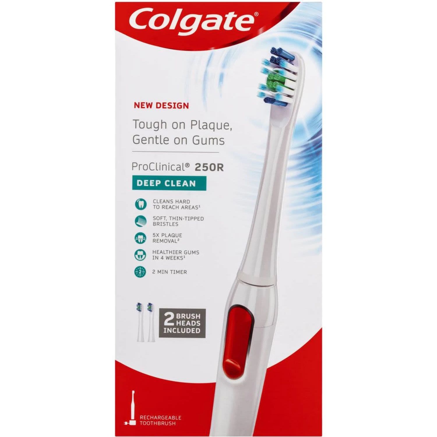 Colgate Pro Clinical 250+ Rechargeable Electric Toothbrush Soft White, 1 Each