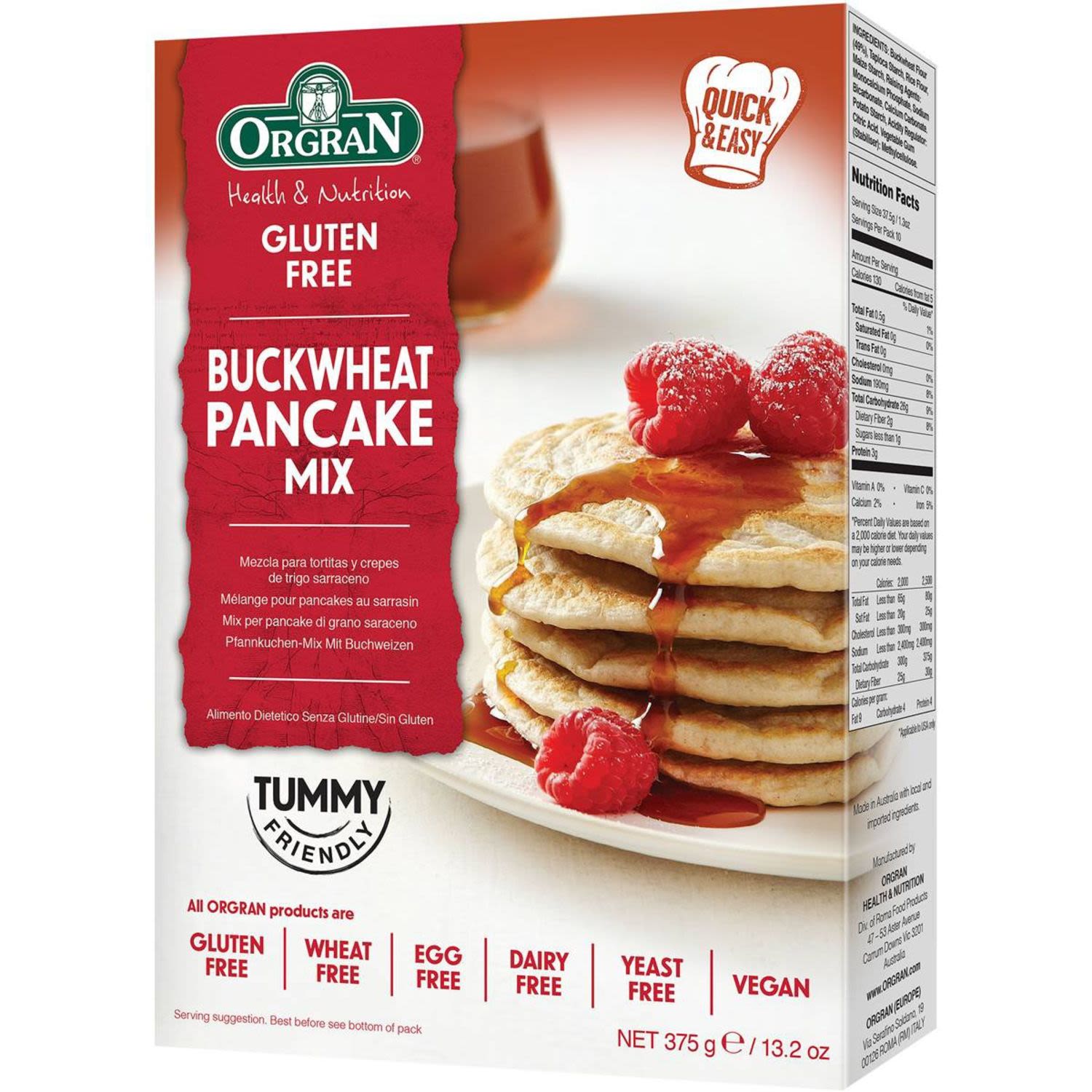 Orgran Gluten Free Buckwheat Pancake Mix, 375 Gram