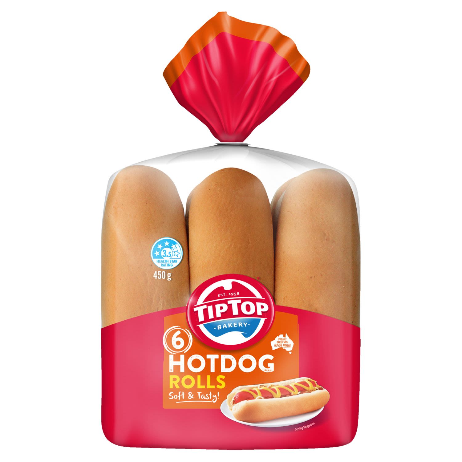 Tip Top Bread Roll Hot Dog, 6 Each