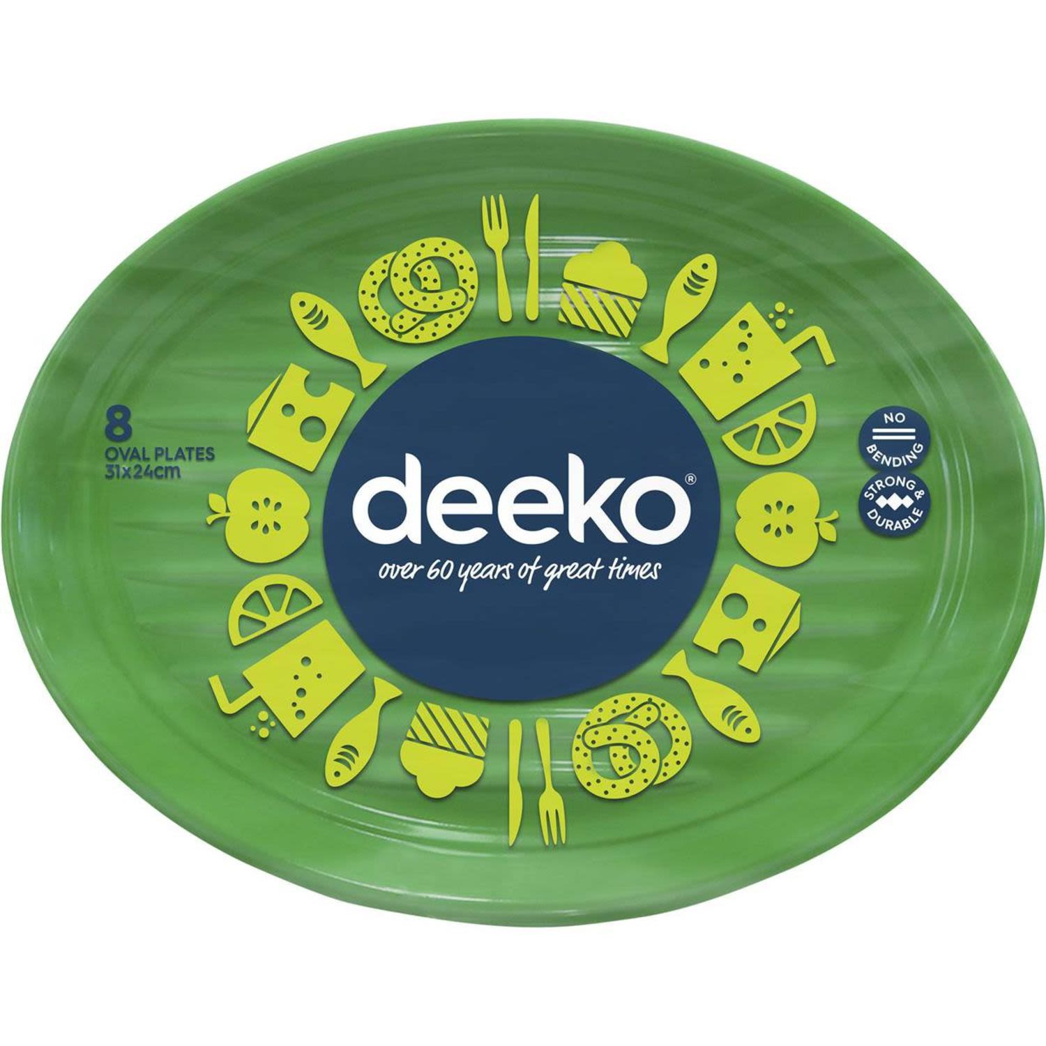 Deeko Entertainer Serving Plastic Steak Plate Oval, 8 Each