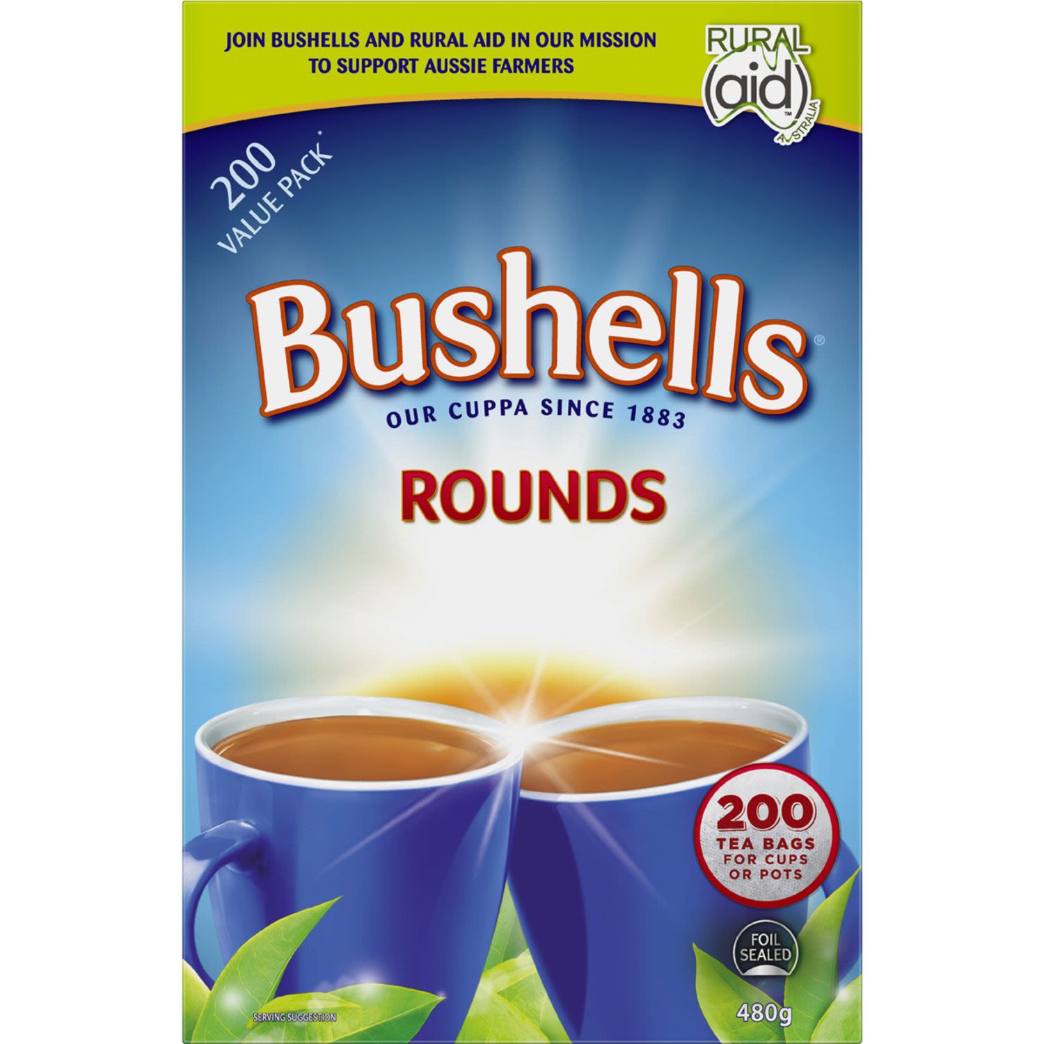 Bushells Round Tea Bags, 200 Each