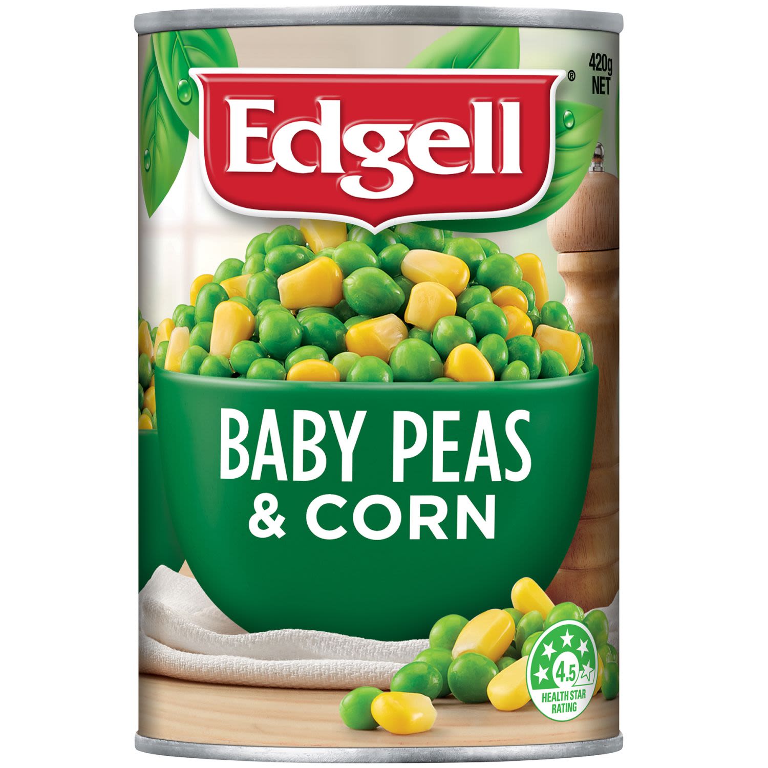 Edgell Baby Peas & Corn Baby Peas & Super Sweet Corn, 420 Gram