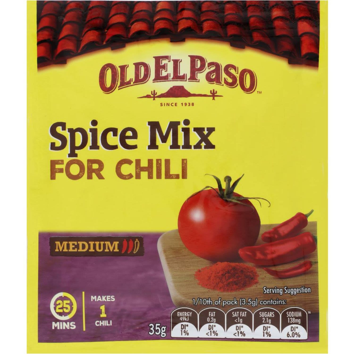 Old El Paso Mexican Chilli Spice Mix Medium, 35 Gram