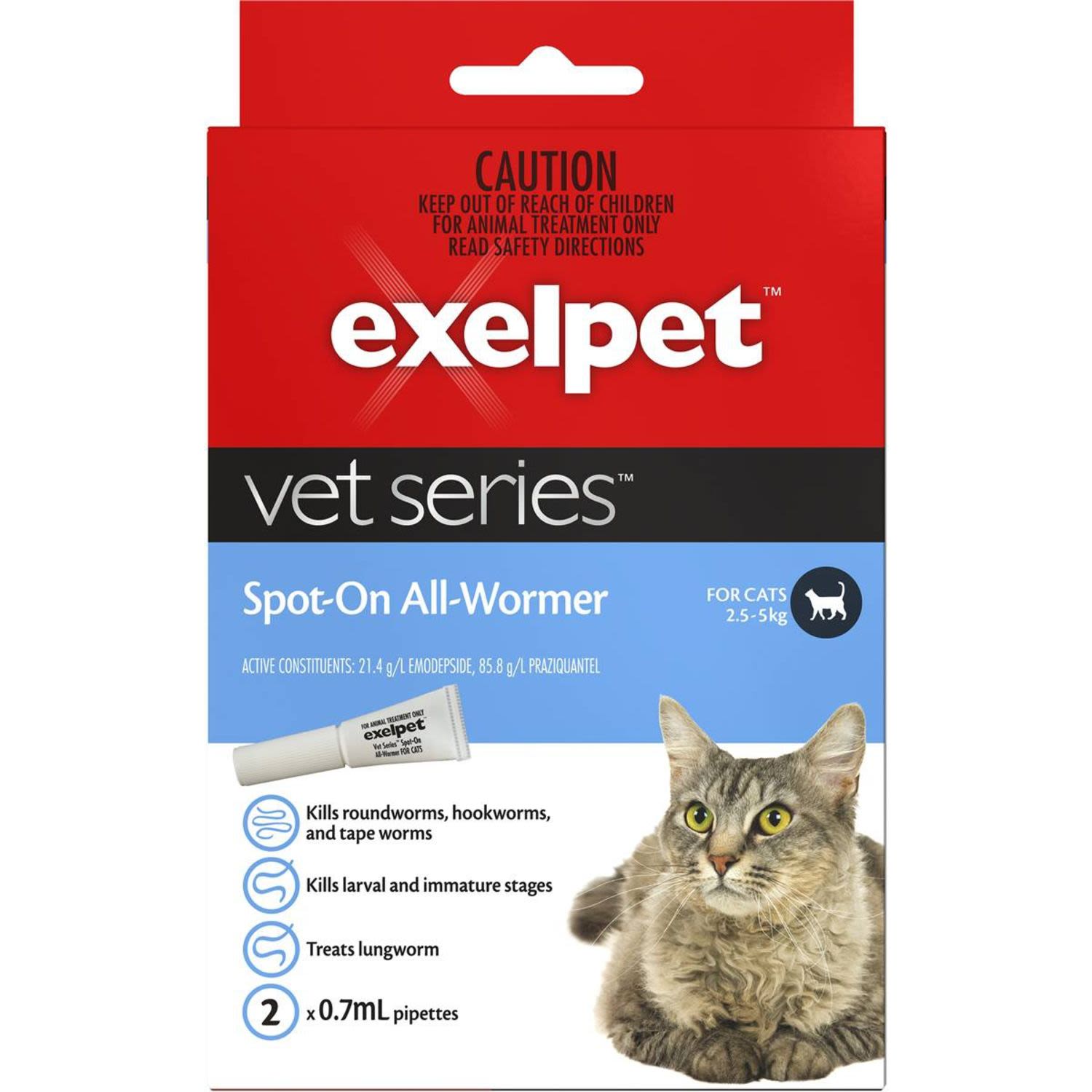 Exelpet Vet Spot On All Worm Cat, 2 Each