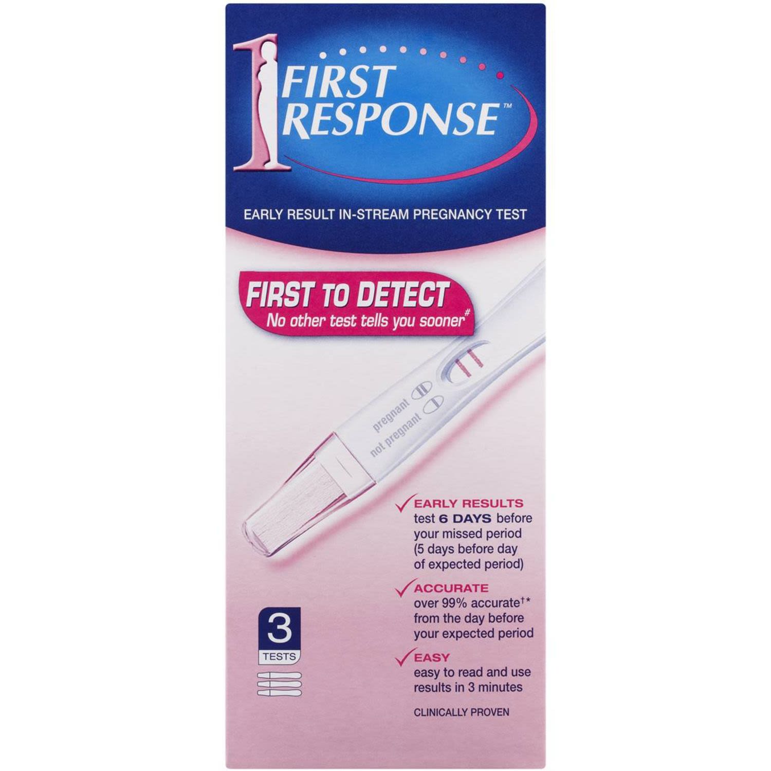 First Response Pregnancy Test Instream Test, 3 Each