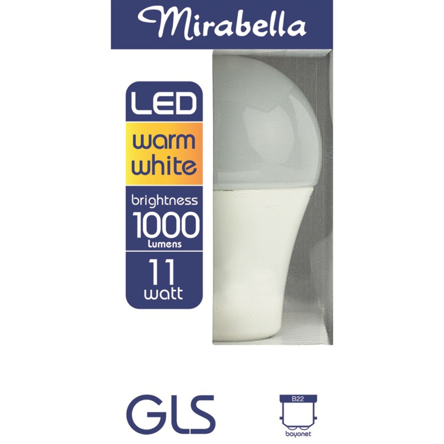 Mirabella LED 11W Warm White GLS Bayonet Cap, 1 Each