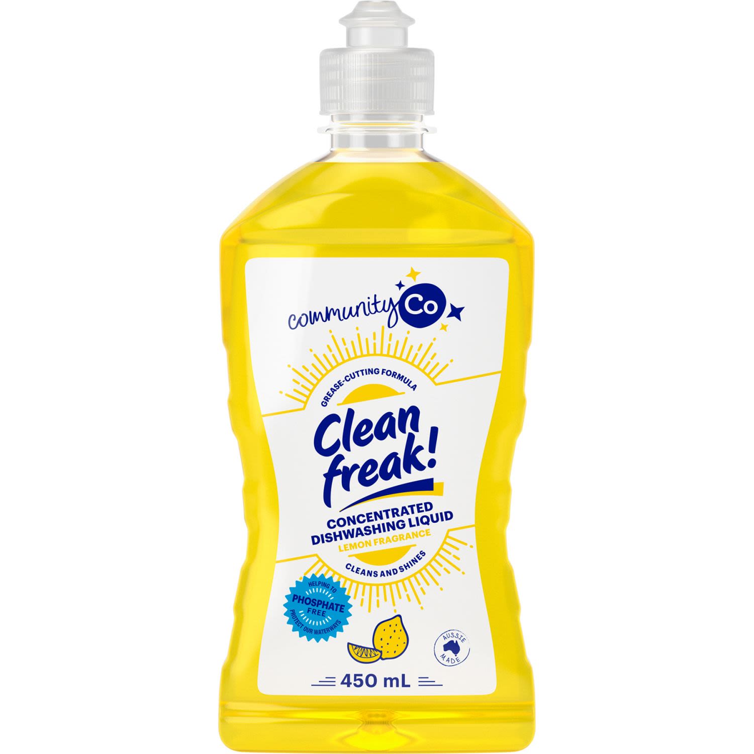 Community Co Clean Freak Dishwashing Liquid Lemon, 450 Millilitre