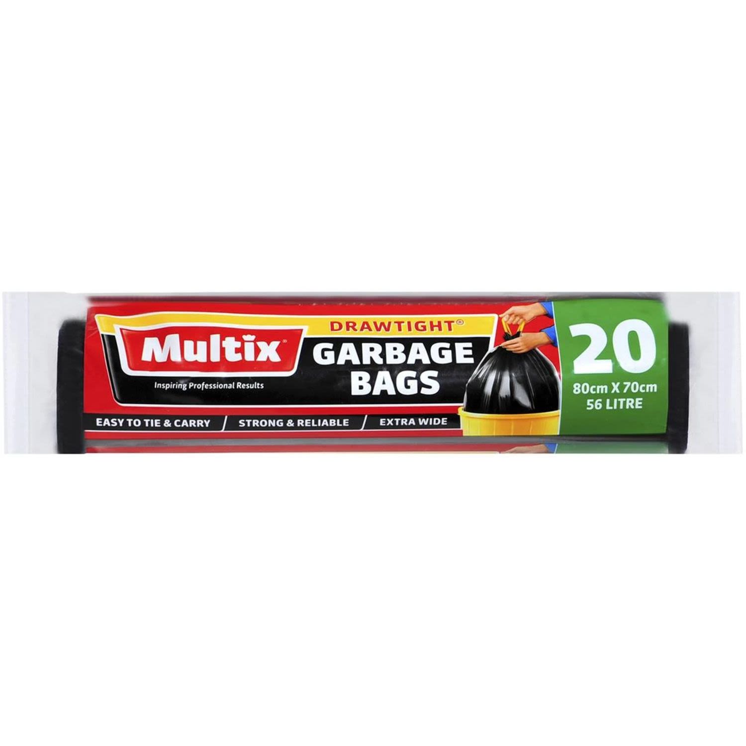 Multix Drawtight Roll Garbage Bags, 20 Each