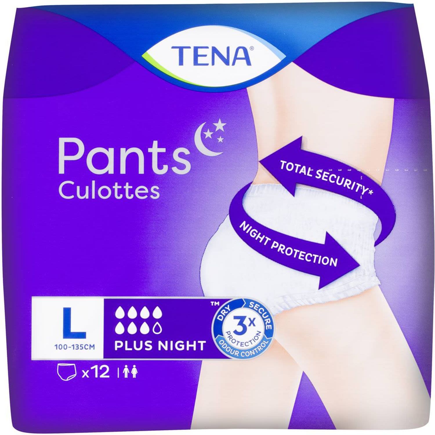 Tena Night Pants Large, 12 Each