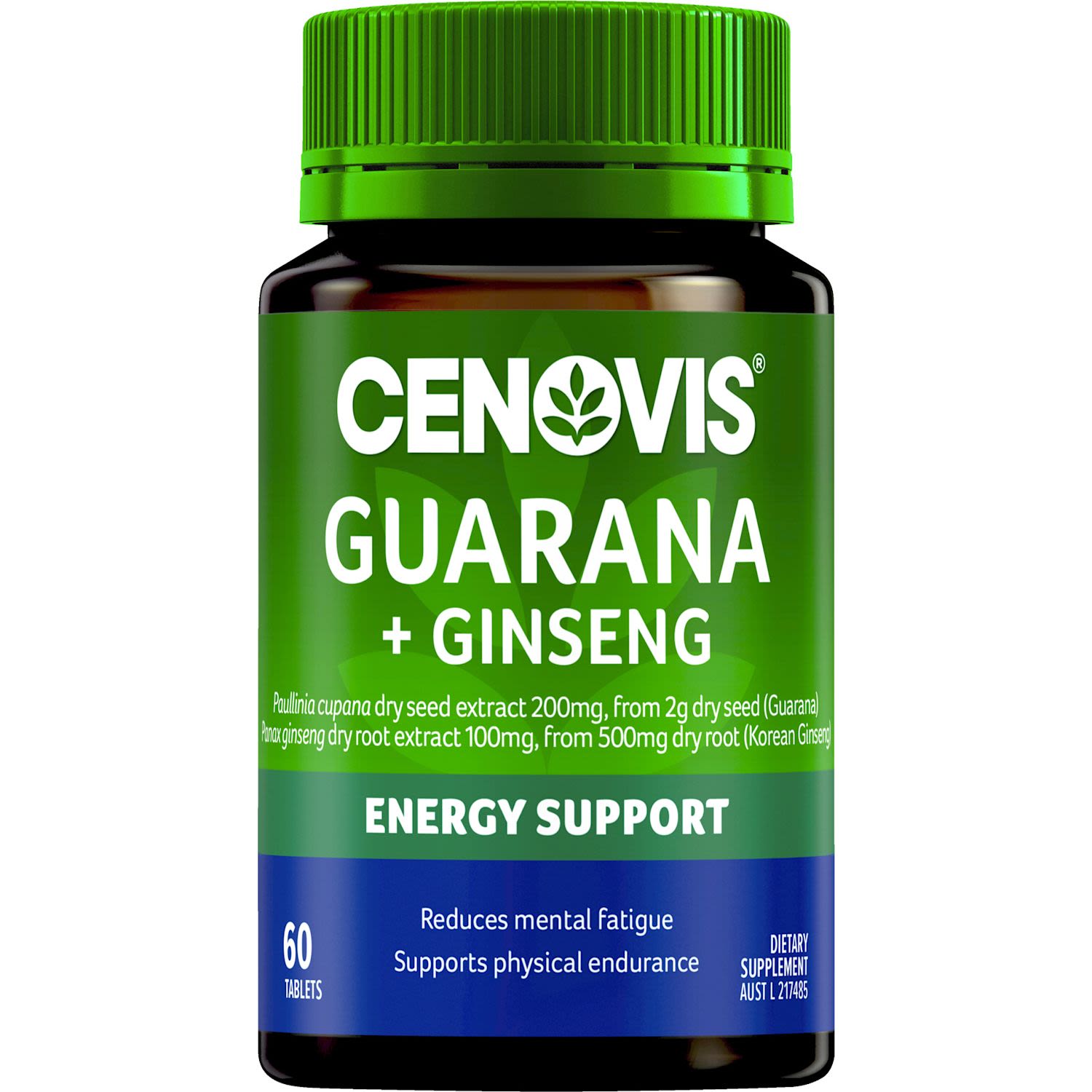 Cenovis Guarana 2000mg & Ginseng 500mg, 60 Each