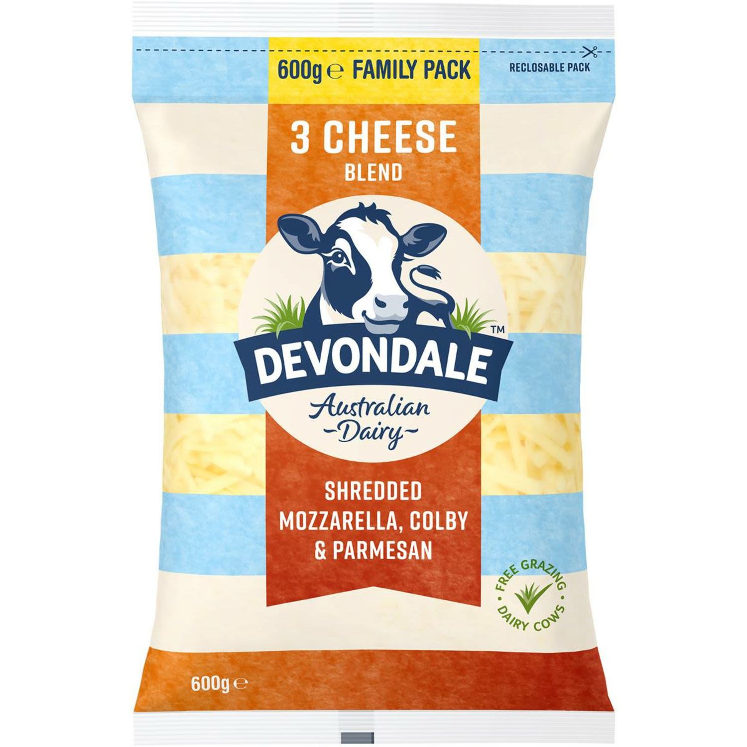Devondale Three Cheese Shredded, 600 Gram