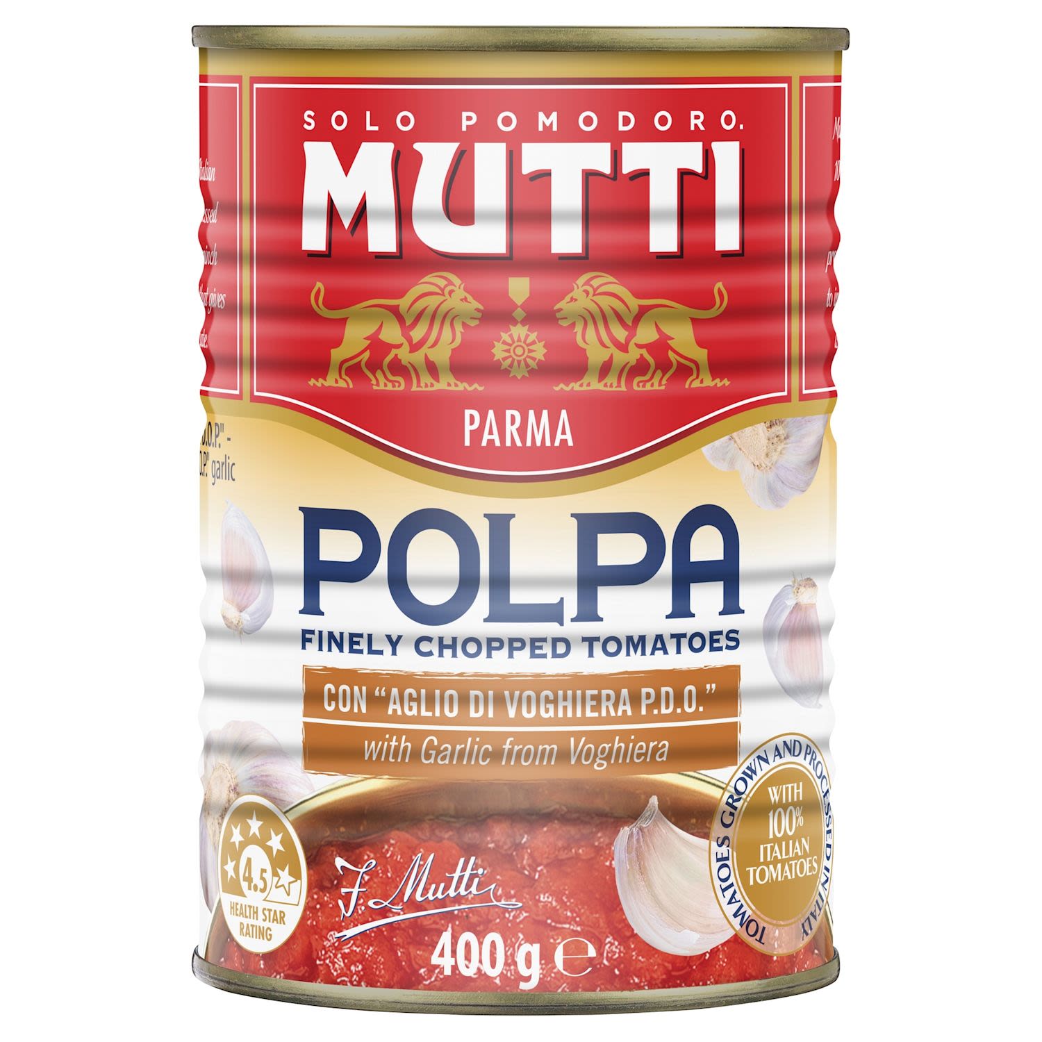 Mutti Finely Chopped Tomatoes with Garlic