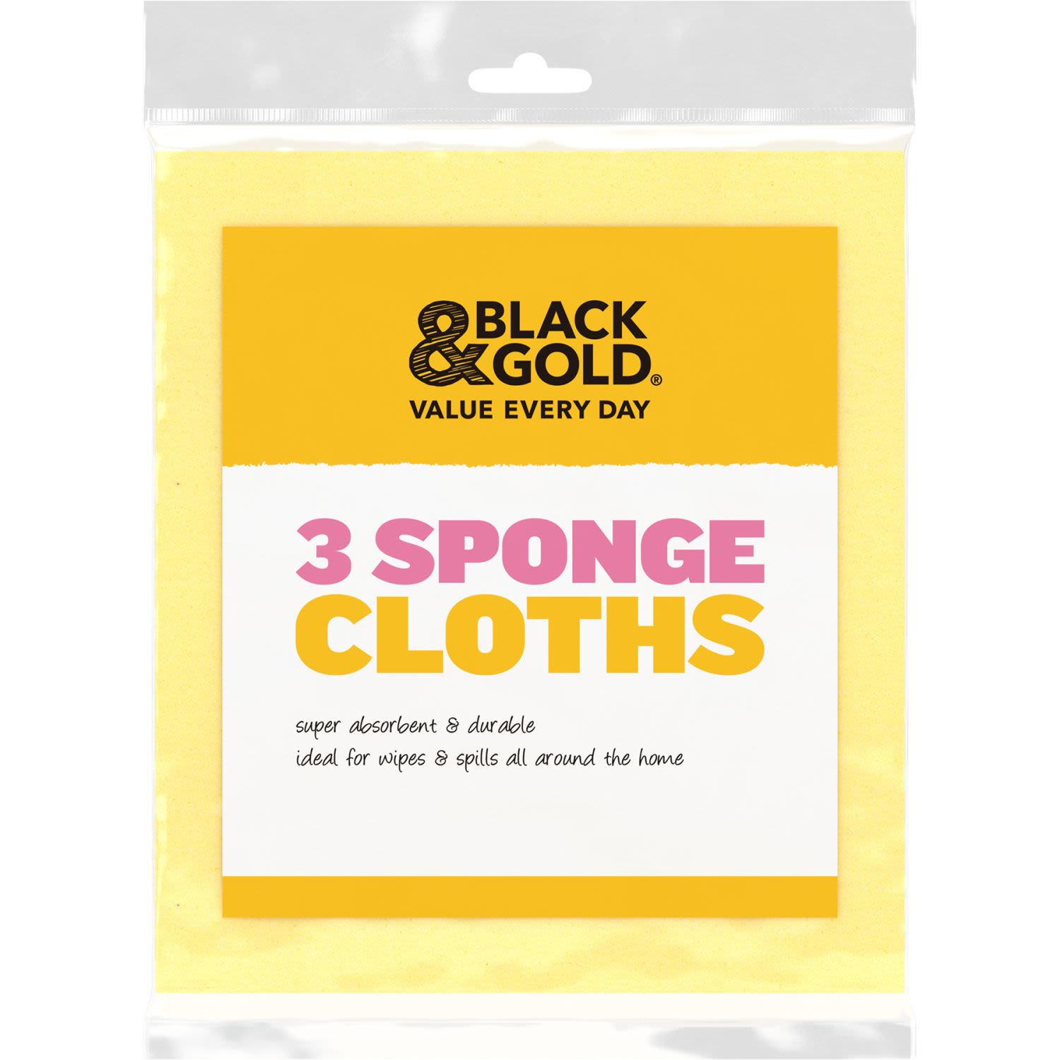 Black & Gold Sponge Cloths, 3 Each