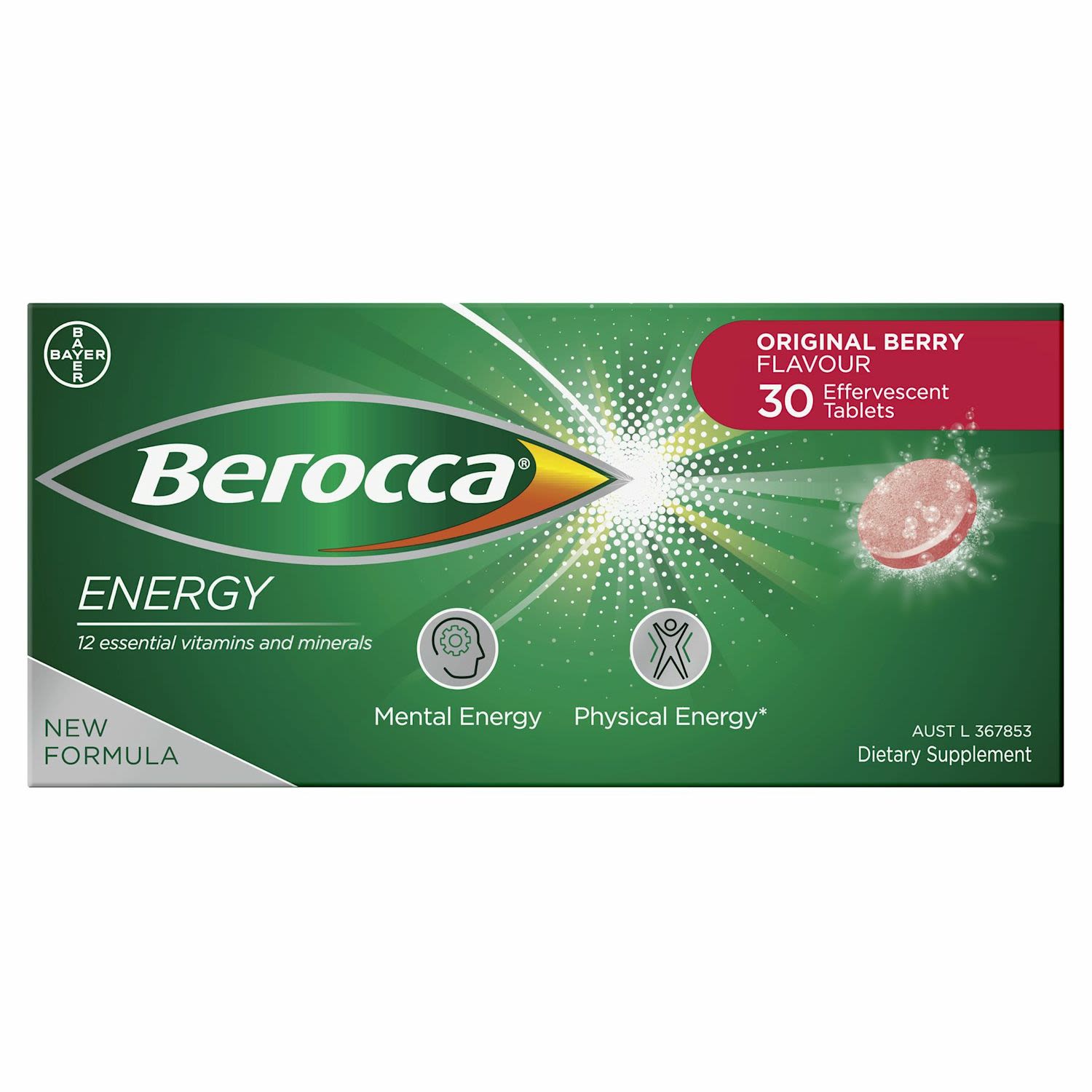 Berocca Energy Vitamin B & C Original Berry Flavour Effervescent Tablets