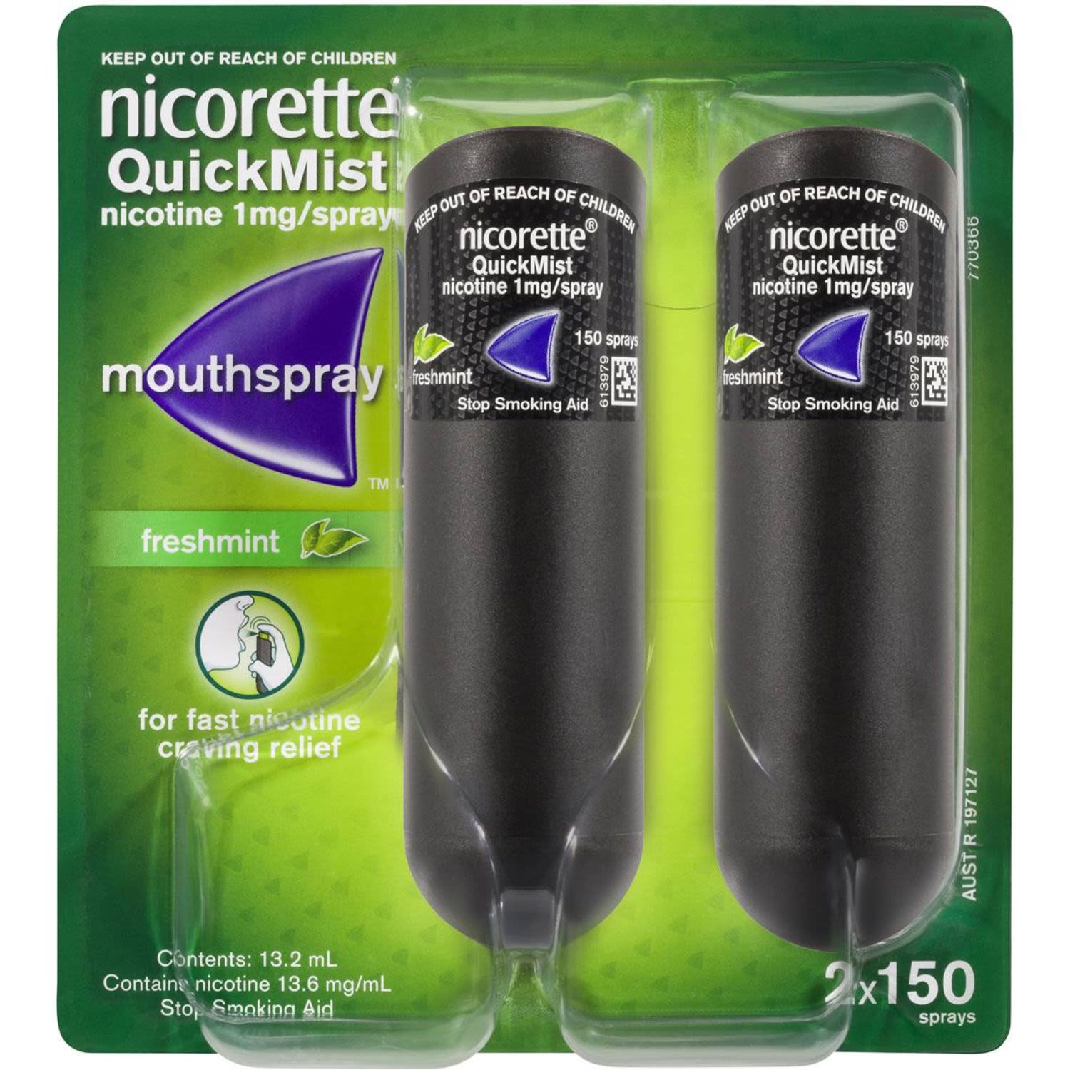 Nicorette Quit Smoking Quick Mist Mouth Spray Freshmint, 2 Each