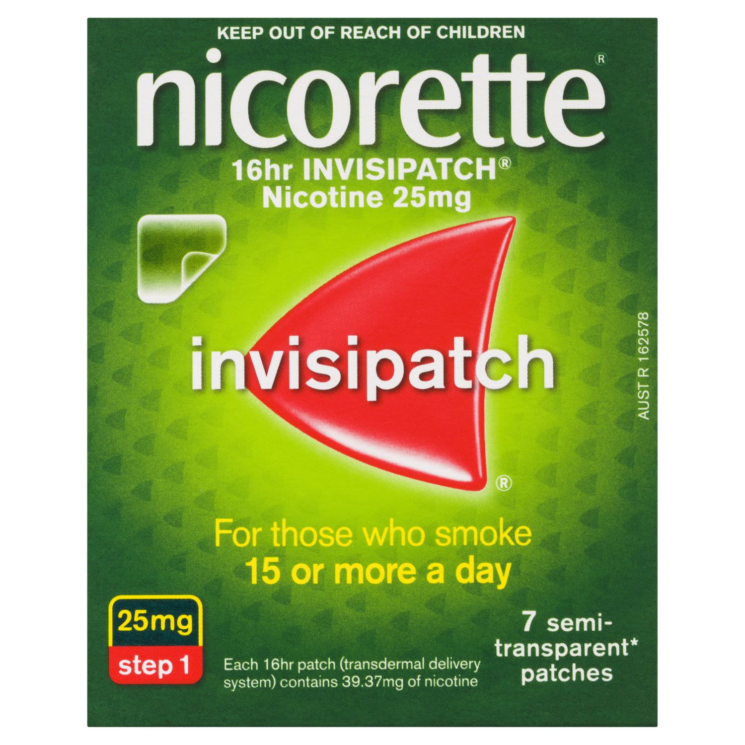 Nicorette Quit Smoking 16hr Invisipatch Step 1 25mg , 7 Each