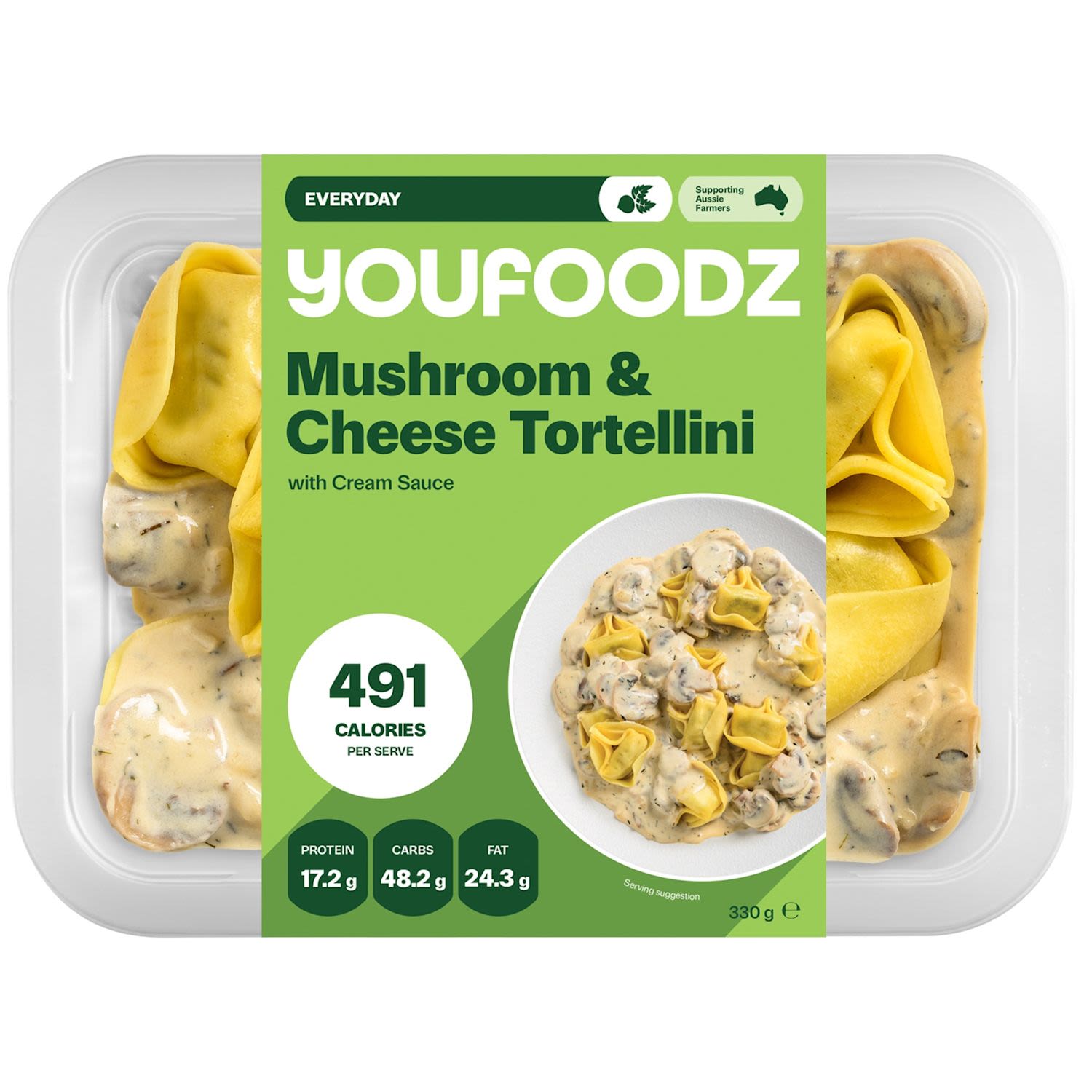 Youfoodz Mushroom & Cheese Tortellini With Creamy Sauce