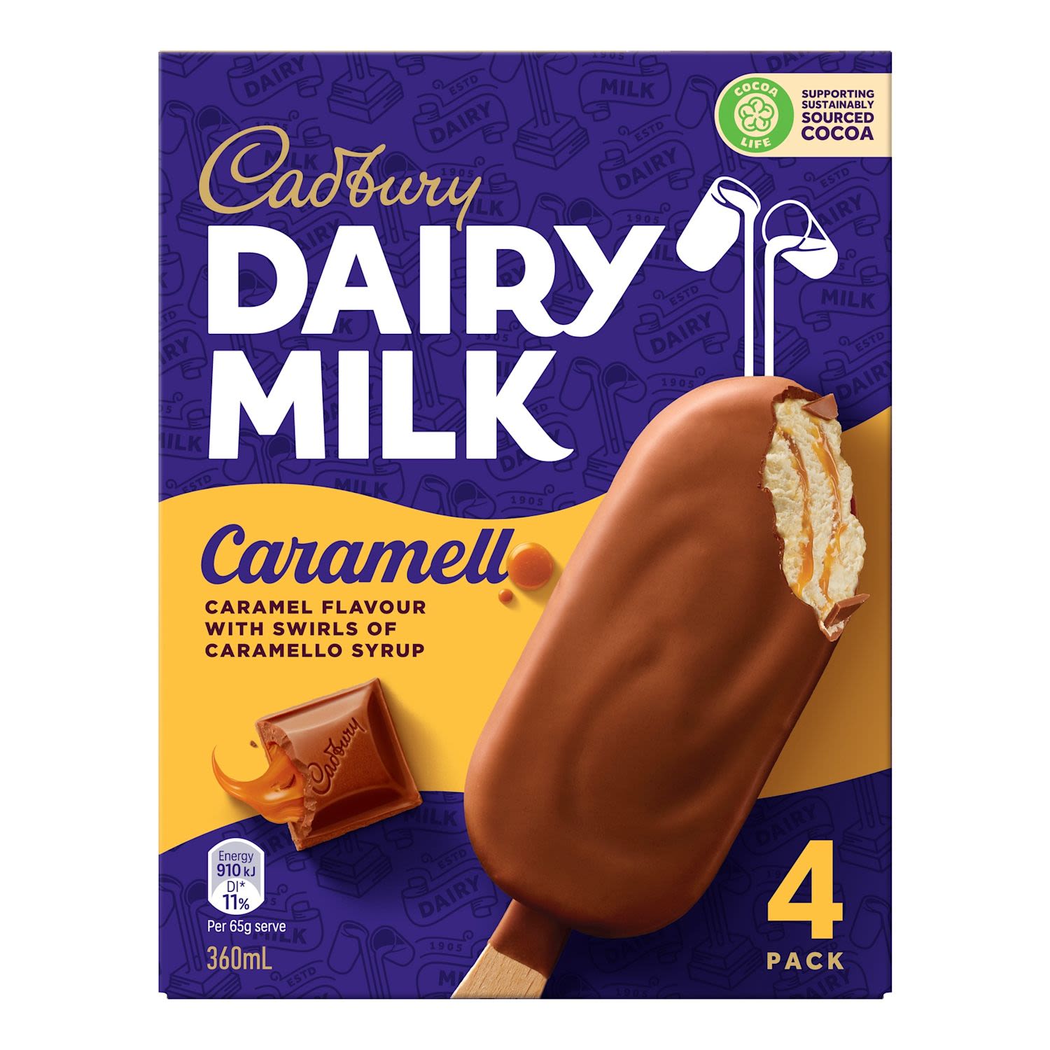 Cadbury Dairy Milk Caramello Ice Cream Sticks