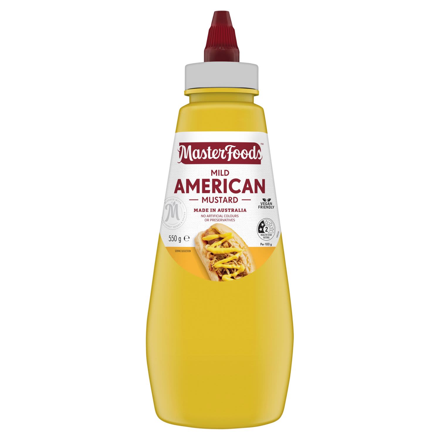 MasterFoods™ Mustard Mild American Squeeze, 550 Gram