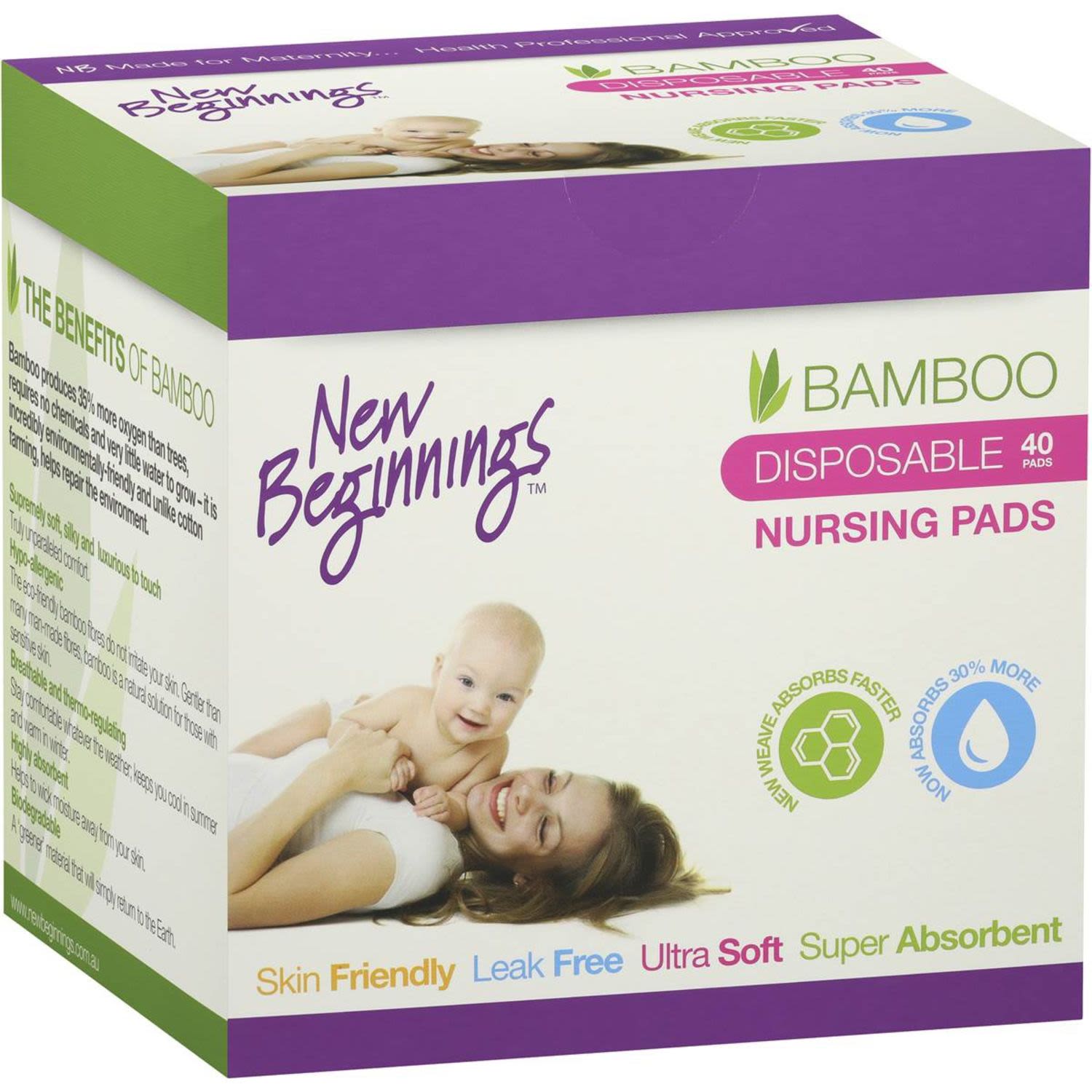New Beginnings Bamboo Disposable Nursing Pads, 40 Each