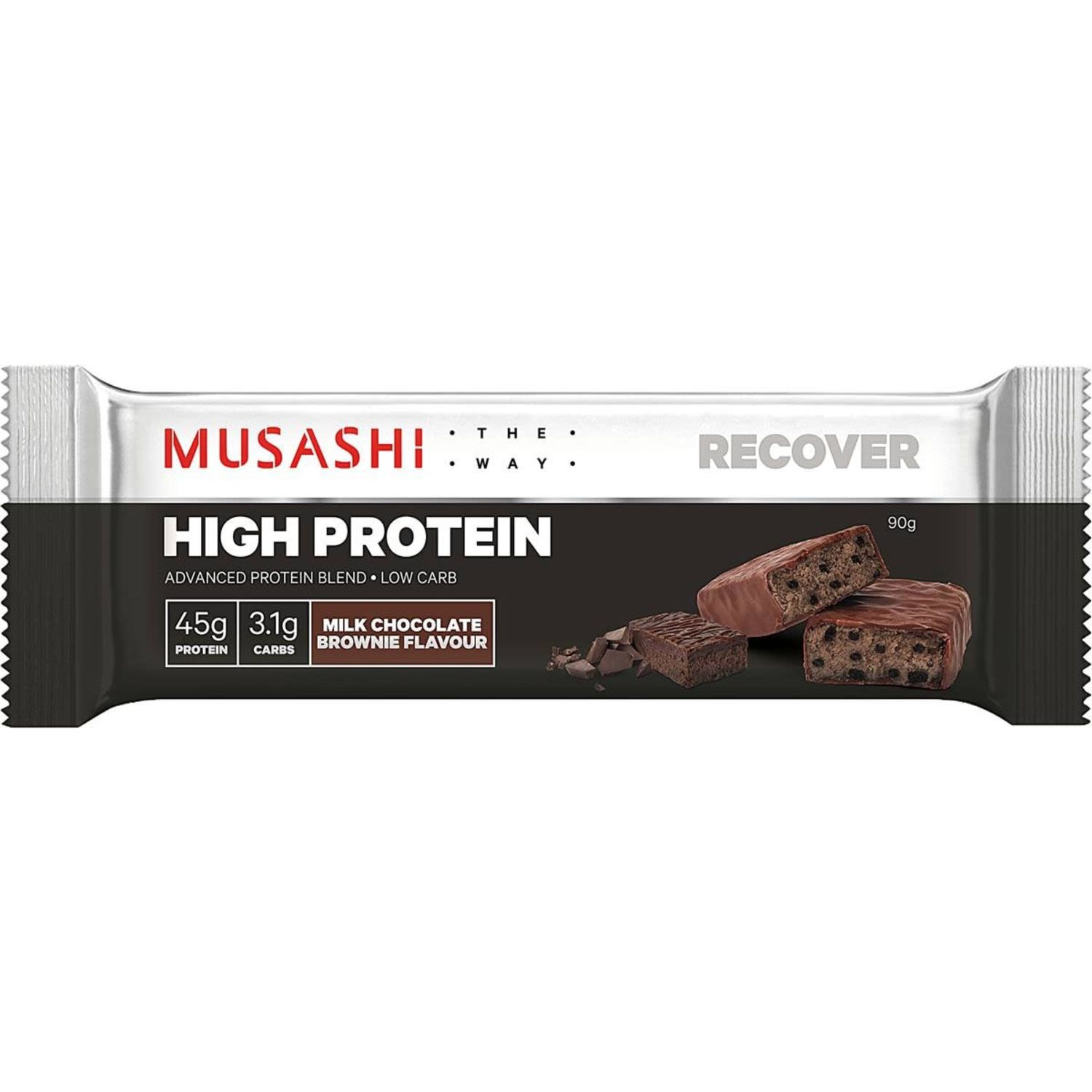 Musashi High Protein Milk Choc Brownie Bar, 90 Gram