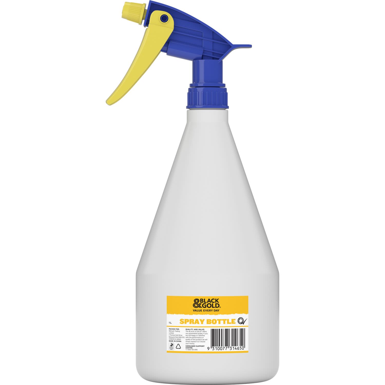 Black & Gold Spray Bottle 1L, 1 Each