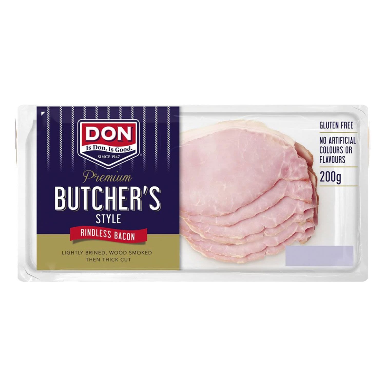 DON All Natural Pan Size Bacon Rashers, 200 Gram