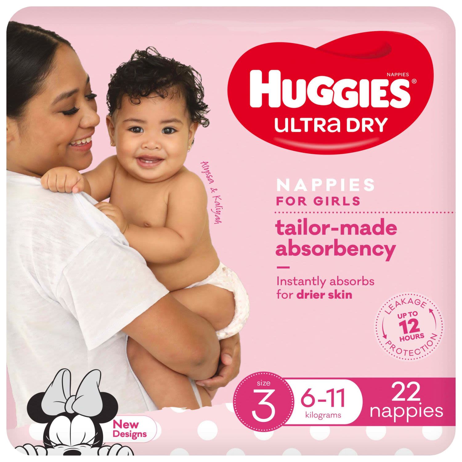 Huggies Ultra Dry Nappies Girl Size 3 (6-11kg), 22 Each