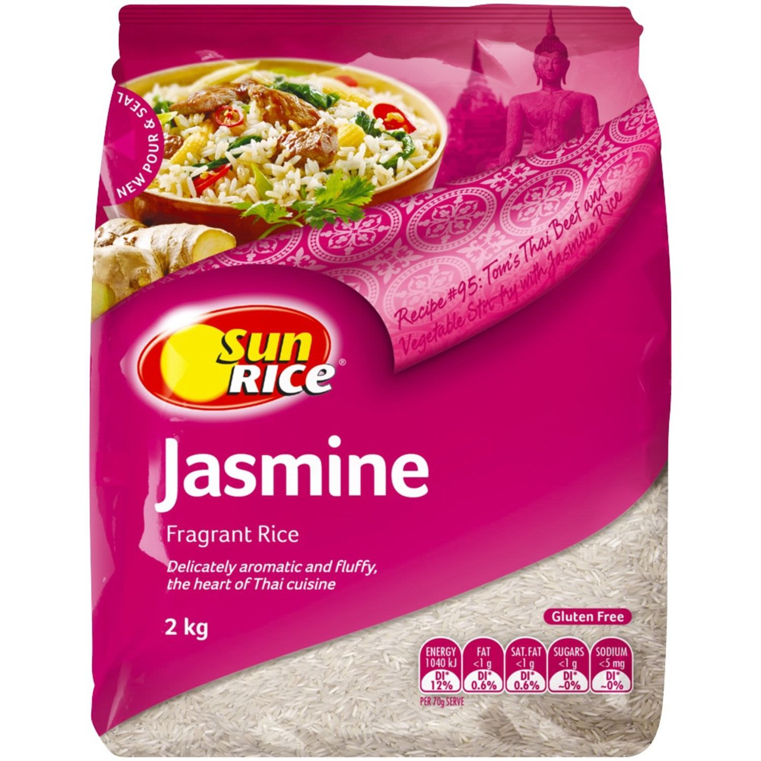 SunRice Jasmine Fragrant Rice, 2 Kilogram