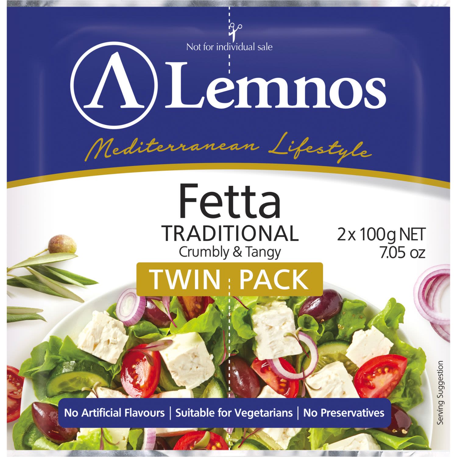Lemnos Fetta Cheese Traditional, 2 Each