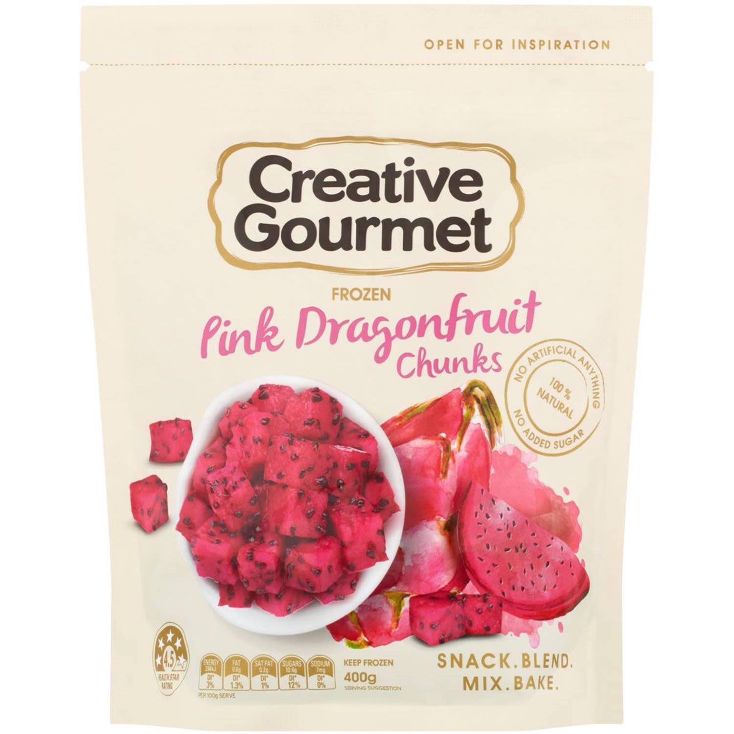 Creative Gourmet Pink Dragonfruit Chunks, 400 Gram