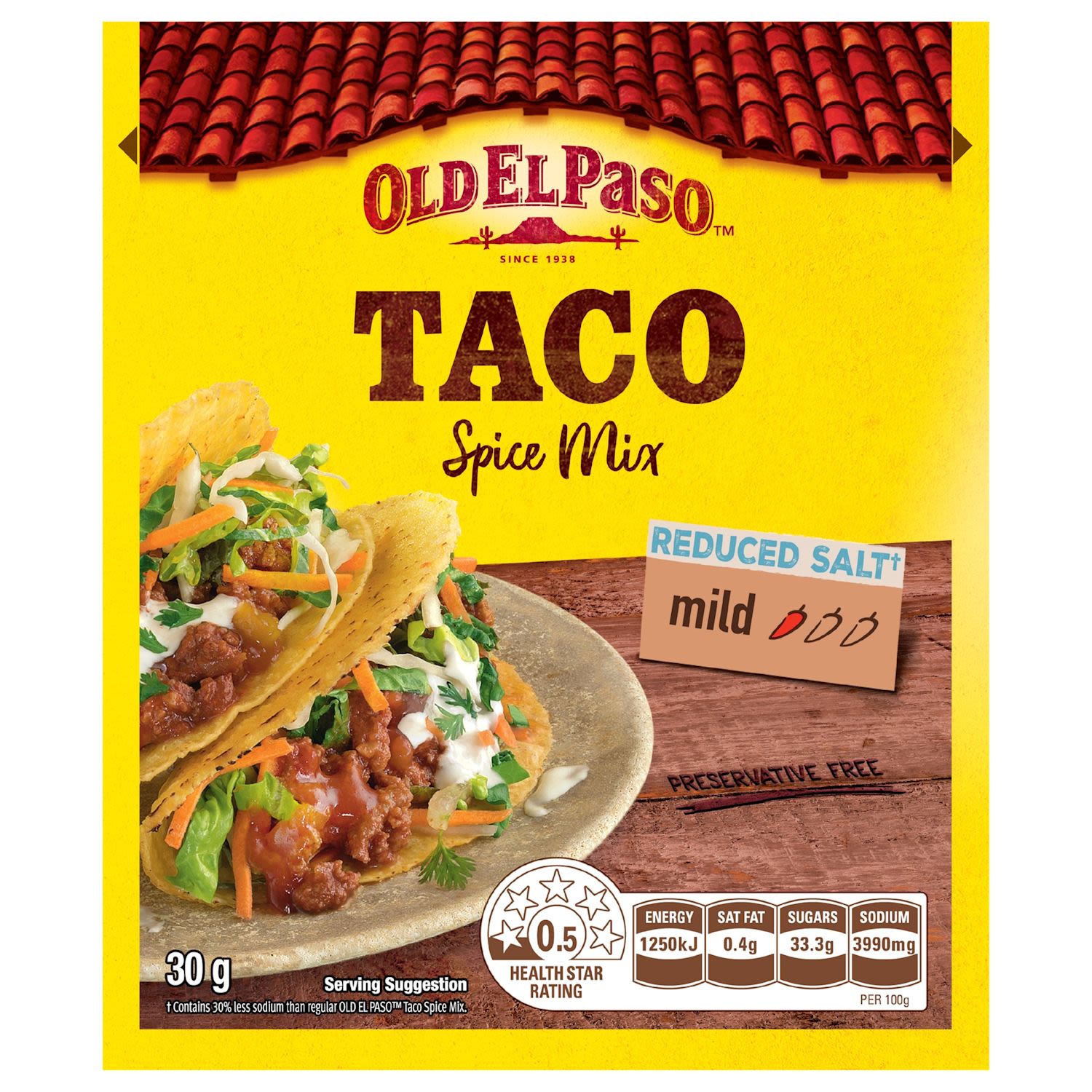 Old El Paso Mexican Reduced Salt Taco Spice Mix Mild
