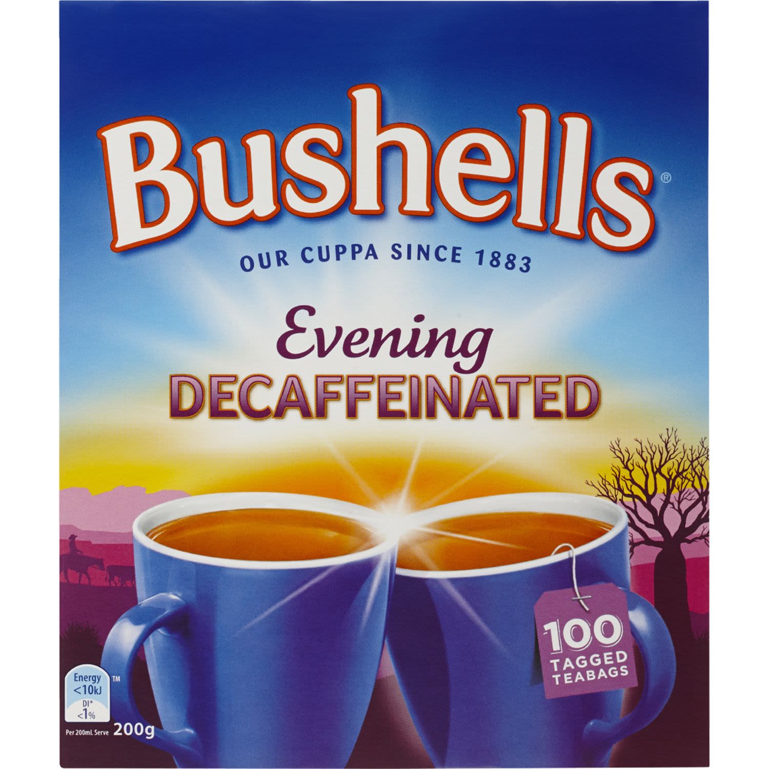 Bushells Evening Decaffeinated Tea Bags, 100 Each