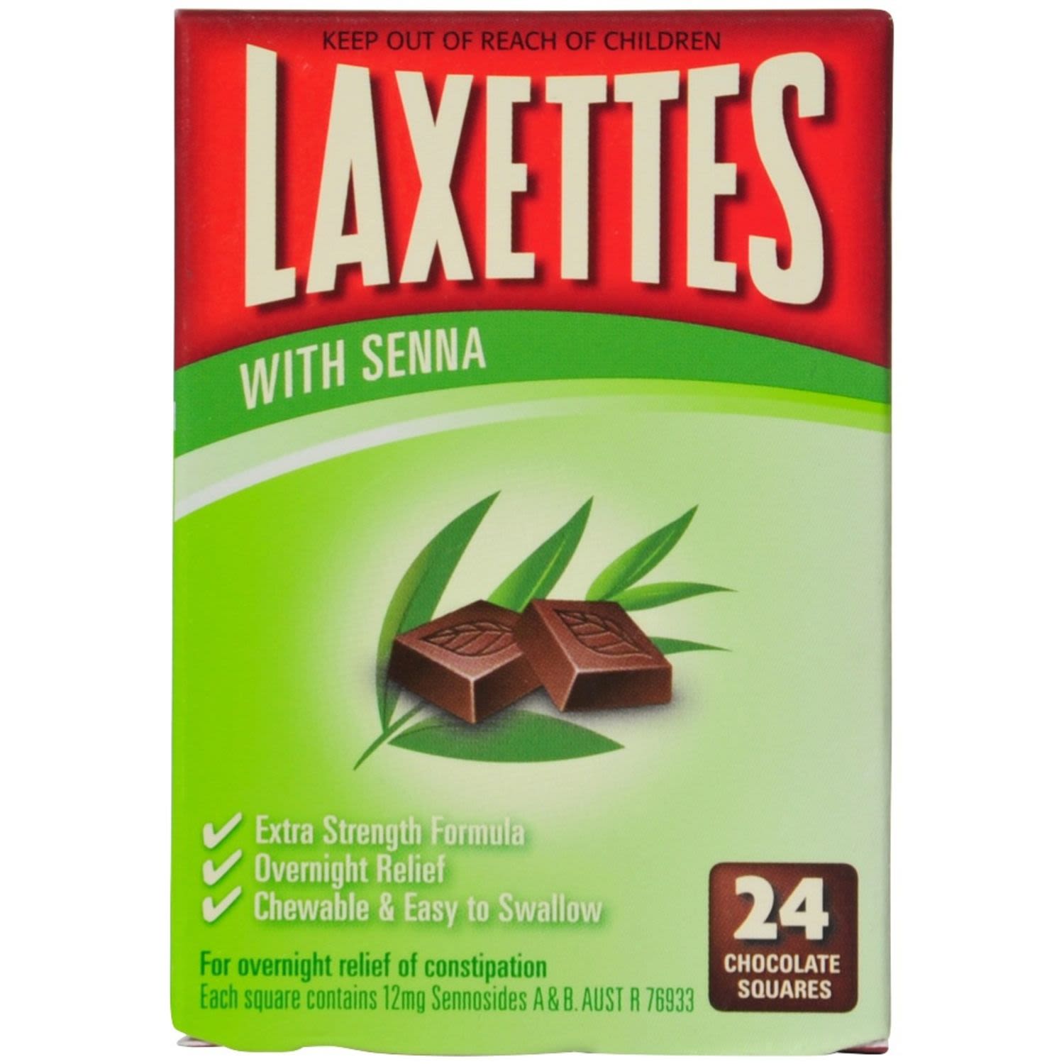 Laxettes Senna Chocolate Squares Laxatives, 24 Each