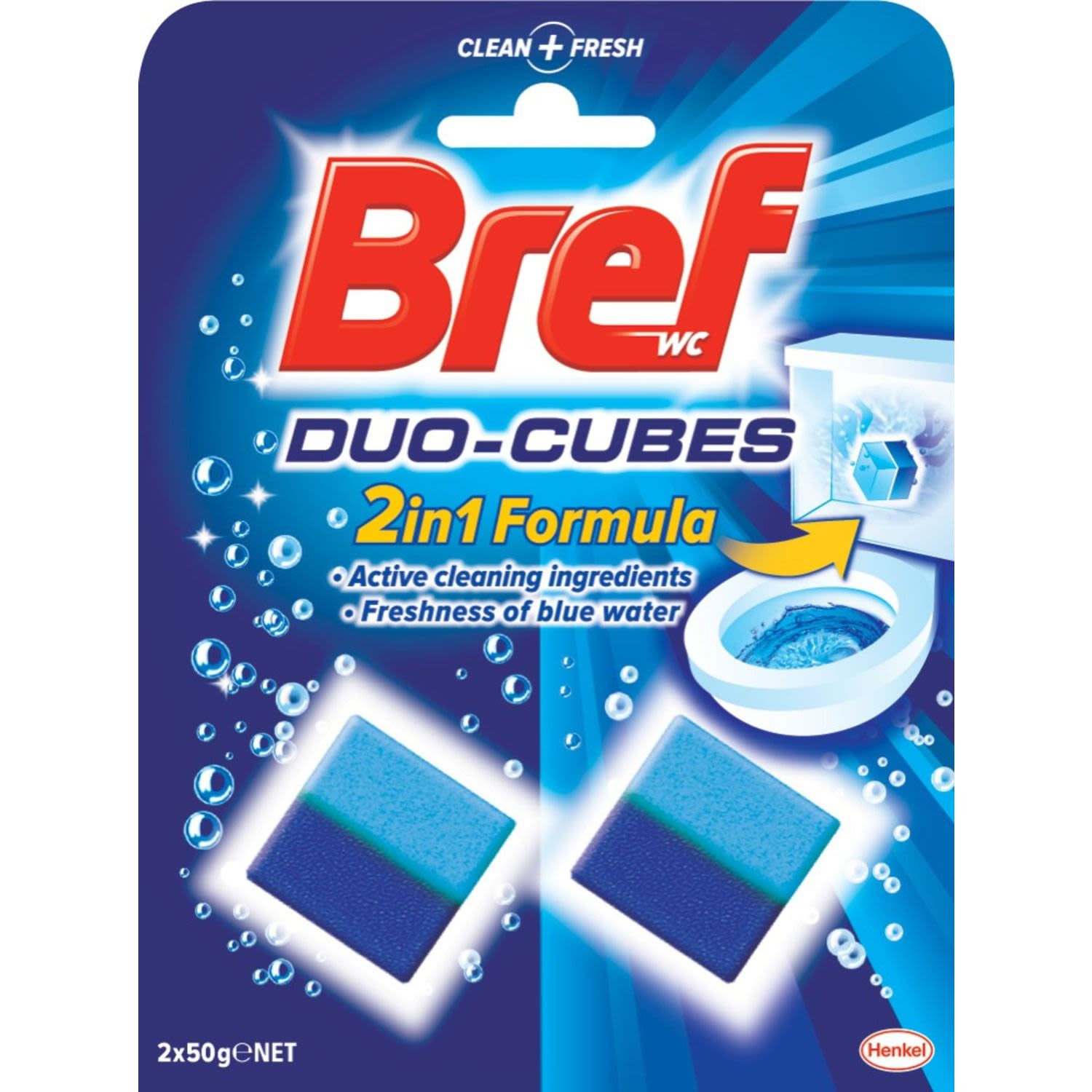 Bref Duo Cubes Blue Action Toilet Cleaner Block In Cistern, 2 Each