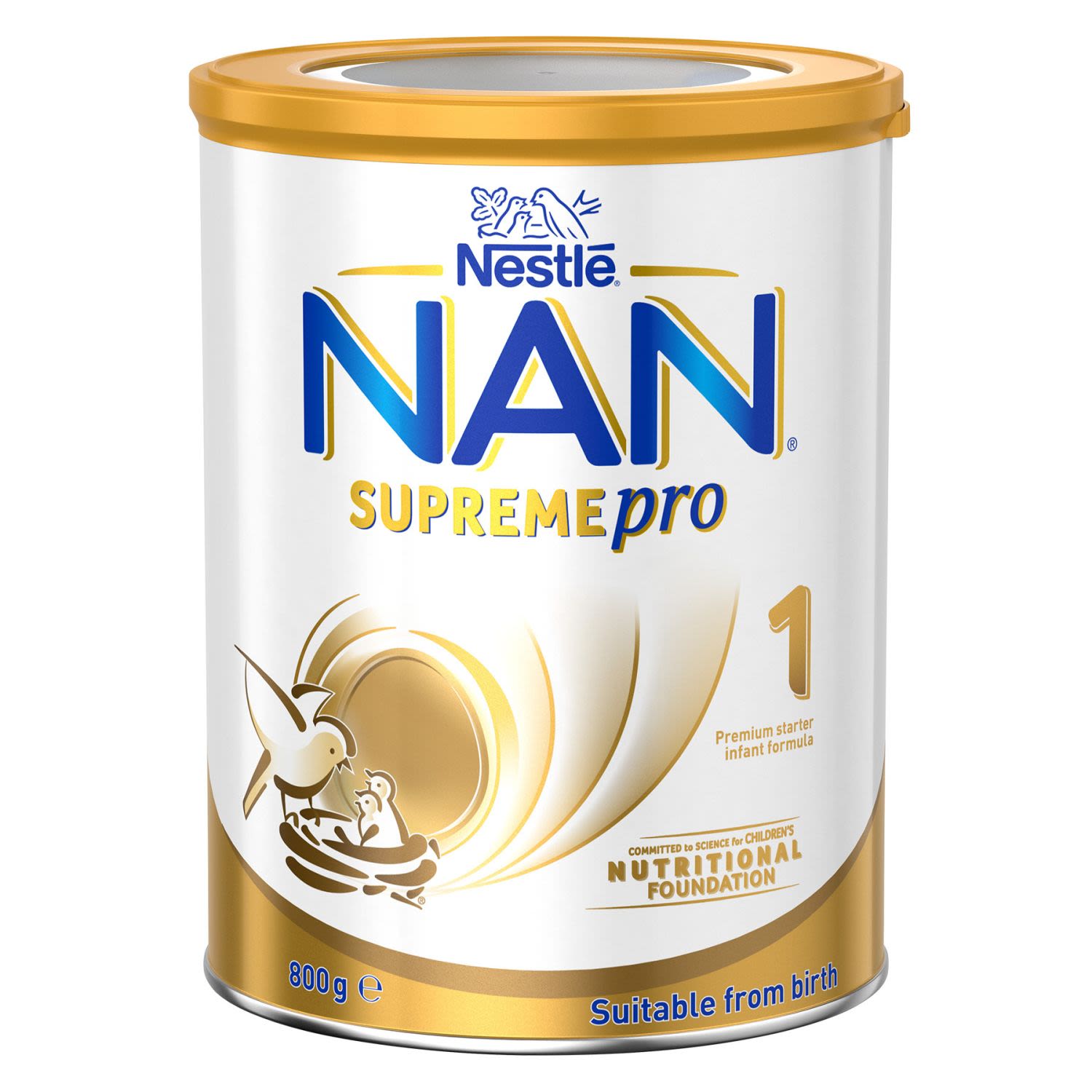 NAN SUPREME Stage 1 Infant Formula is nutritionally complete, suitable for healthy infants from birth.
Backed by over 150 years of infant nutrition expertise, Nestlé has helped to nurture generations of formula fed infants.
For hygiene and convenience, it is available in an innovative packaging format with a separate storage area for the scoop, and a semi-transparent window which allows you to see how much powder is left in the can without having to open it.<br /> <br /><br />Allergen may be present: Fish, Lactose, Milk, Phenylalanine, Whey