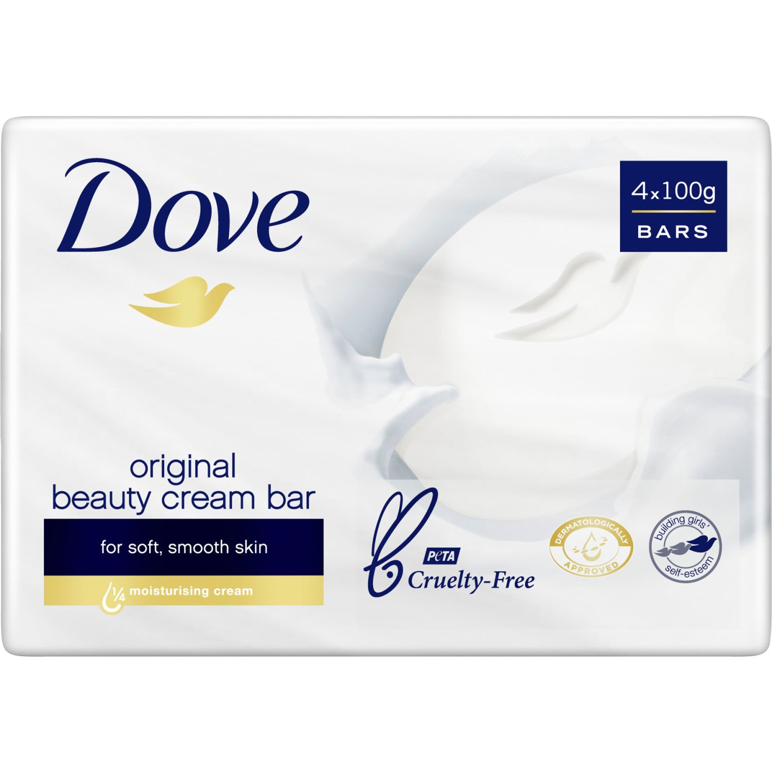 Dove Beauty Soap Bar Original, 4 Each