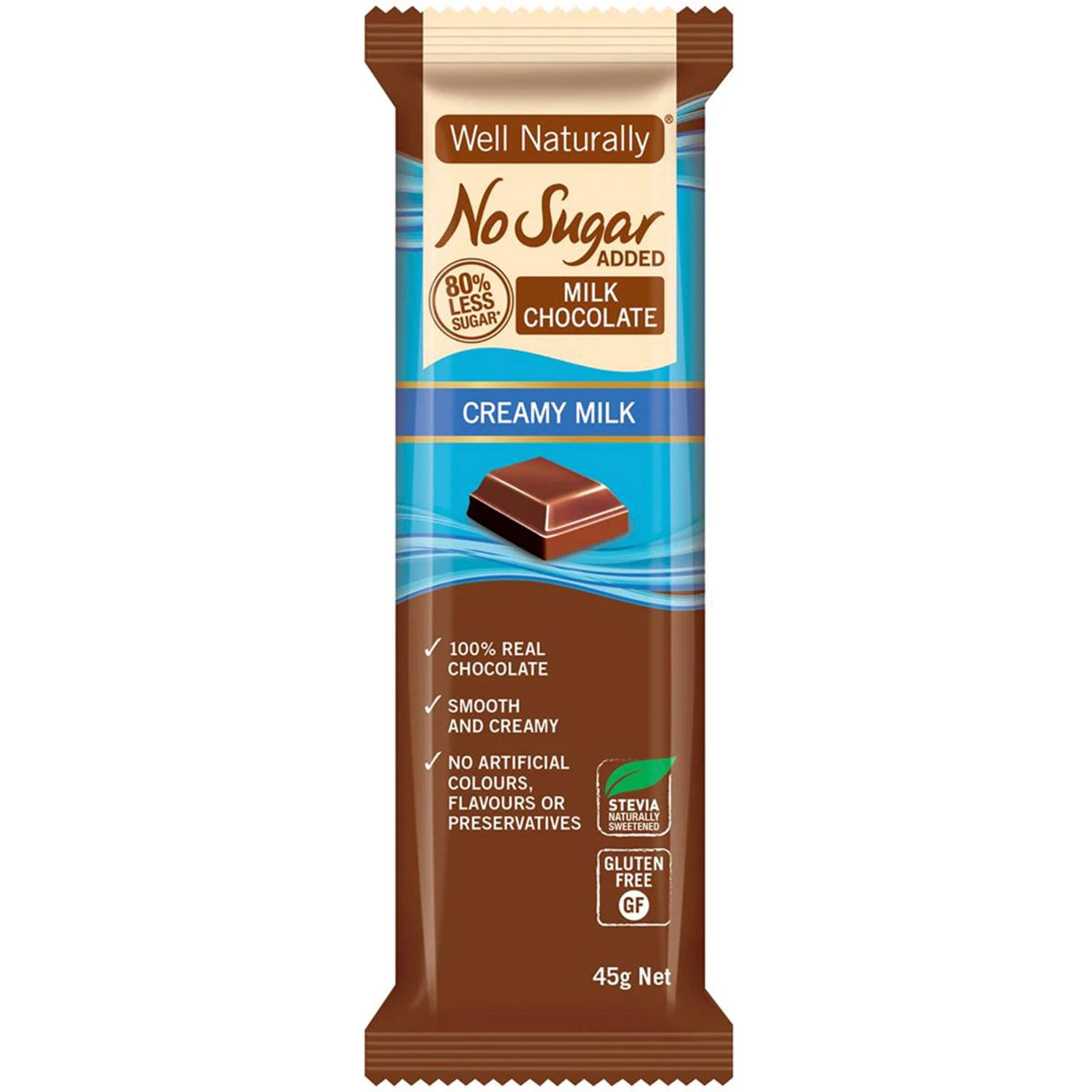 Well Naturally No Sugar Added Milk Choc Bar
