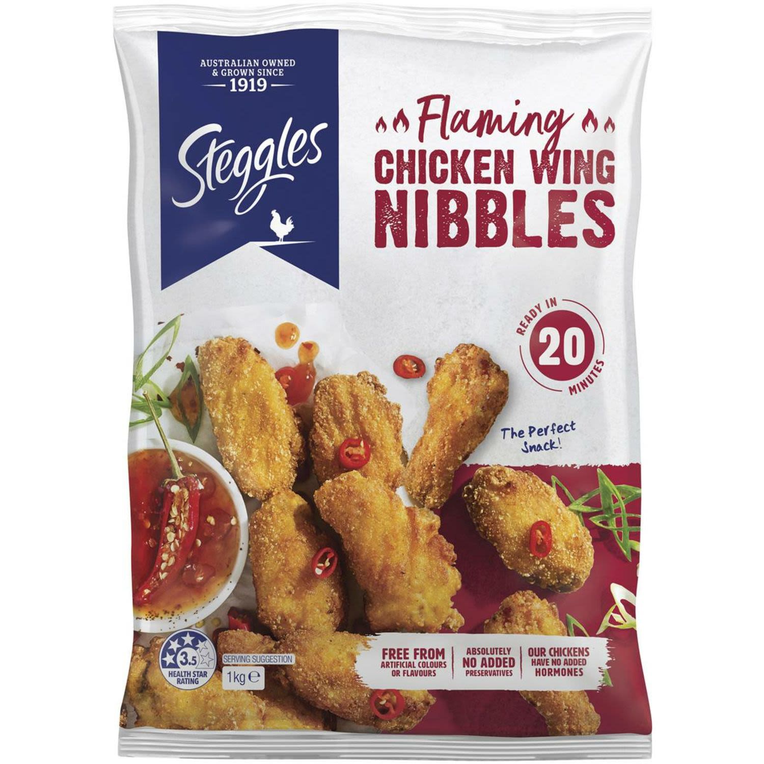 Steggles Chicken Pieces Flaming Wing Nibbles Spicy