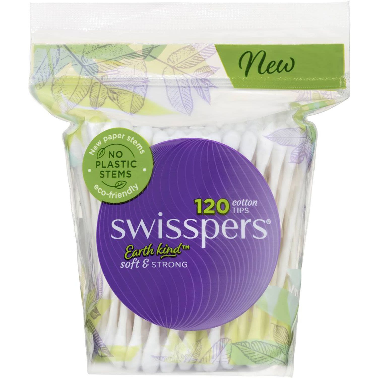Swisspers Cotton Tips With Paper Stems, 120 Each