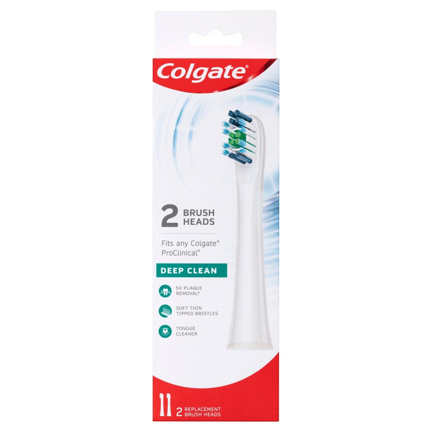 Colgate ProClinical Deep Clean White Replacement Electric Toothbrush Head Refills, 2 Each