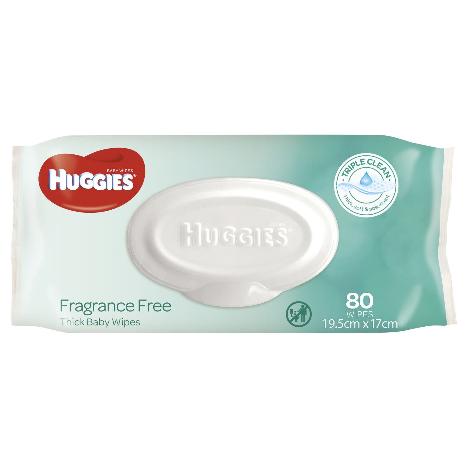 Huggies Fragrance Free Thick Baby Wipes contain Triple Clean Technology to provide the ultimate combination of thickness, softness and absorbency for clean, healthy skin.
- Triple Clean: Thick, soft & absorbent.
- Endorsed by Australian College of Midwives.
- Alcohol-Free (Means Ethanol & Isopropanol).
- Enriched with Aloe Vera and Vitamin E.
- Hypo-allergenic, free from soap, paraben and MI.
- Helps protect against nappy rash.<br /> <br />