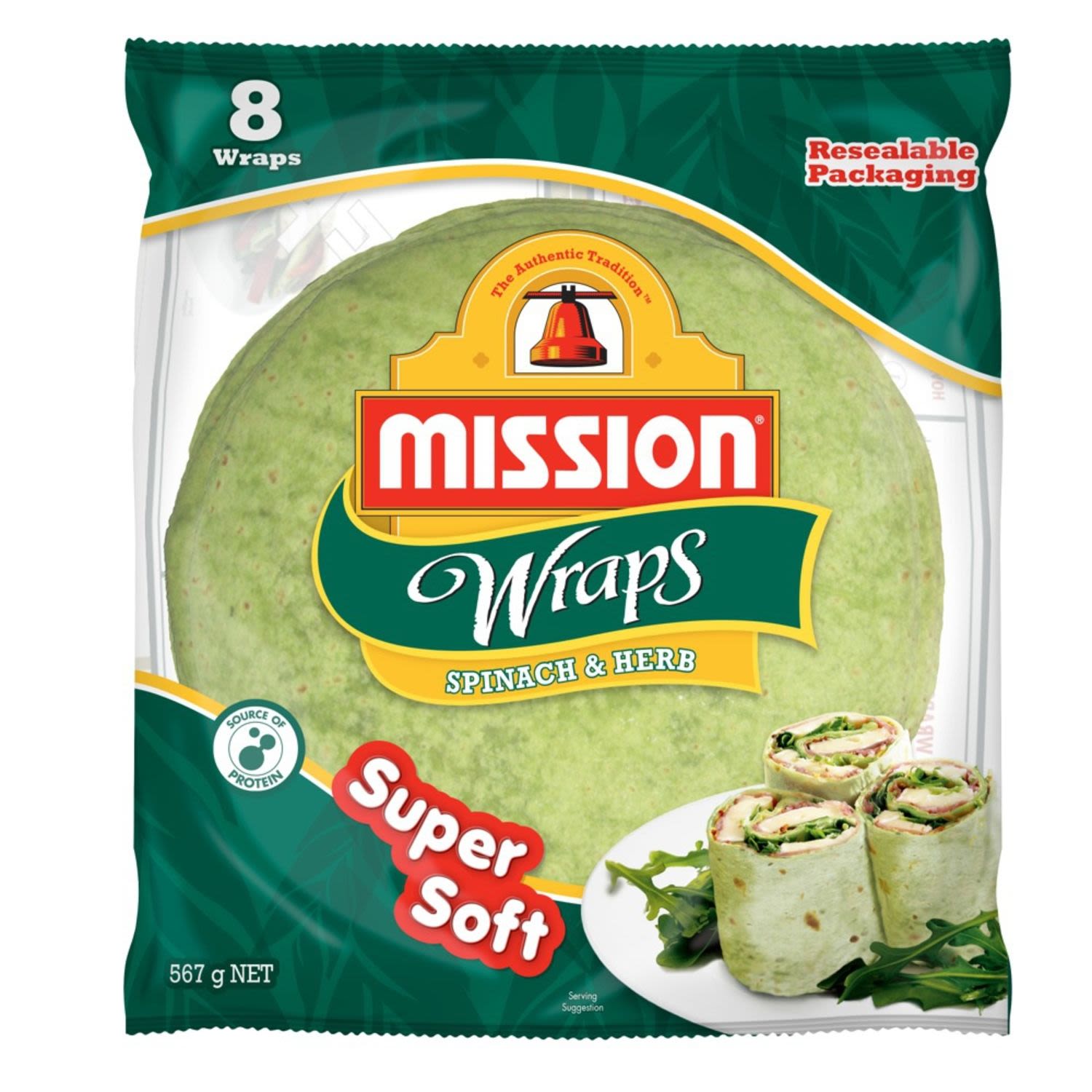 Mission Wraps Spinach Herb, 8 Each