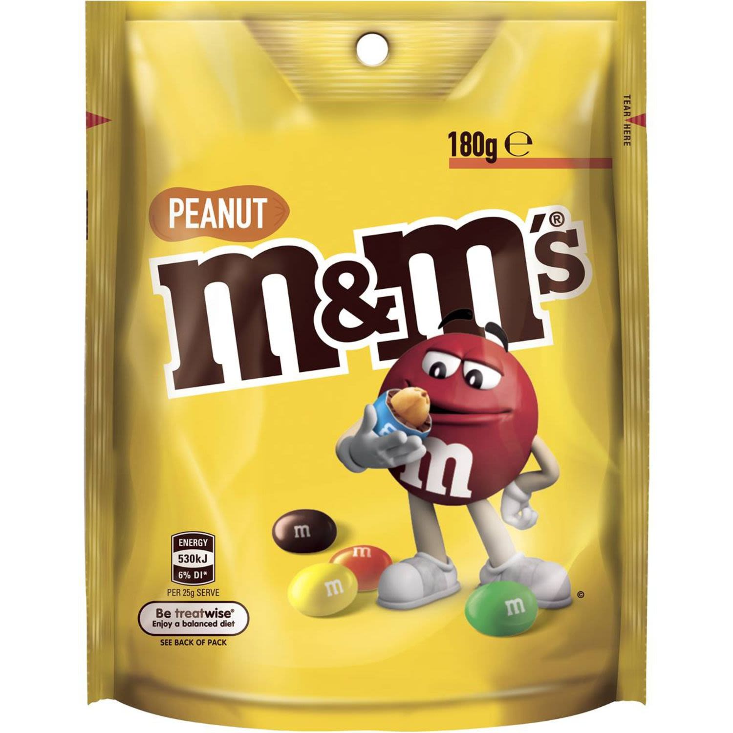 M&M's Peanut Chocolate Medium Bag, 180 Gram