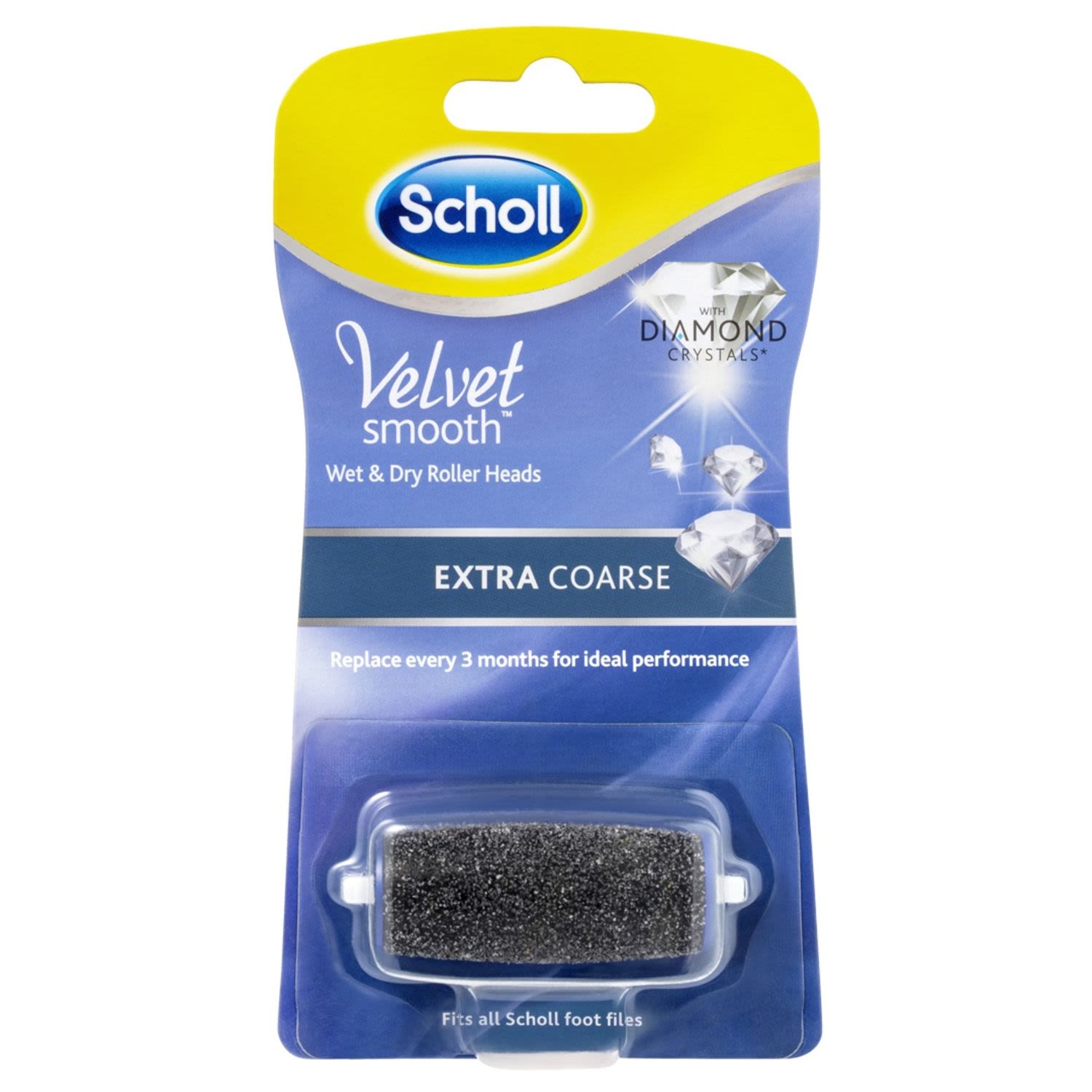 Scholl Velvet Smooth Wet & Dry Roller Heads Extra Coarse, 1 Each
