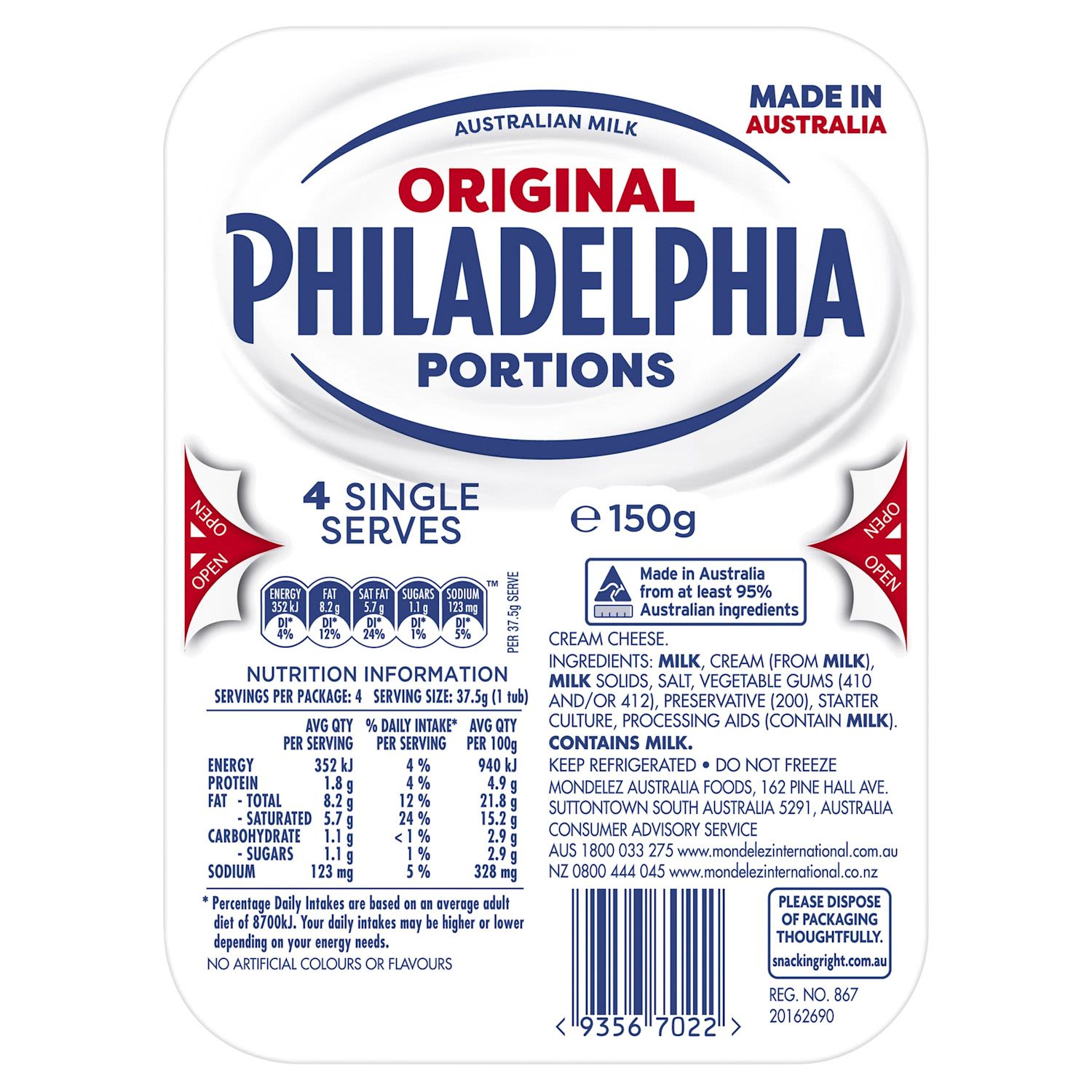 Philadelphia Portion Original Spread
