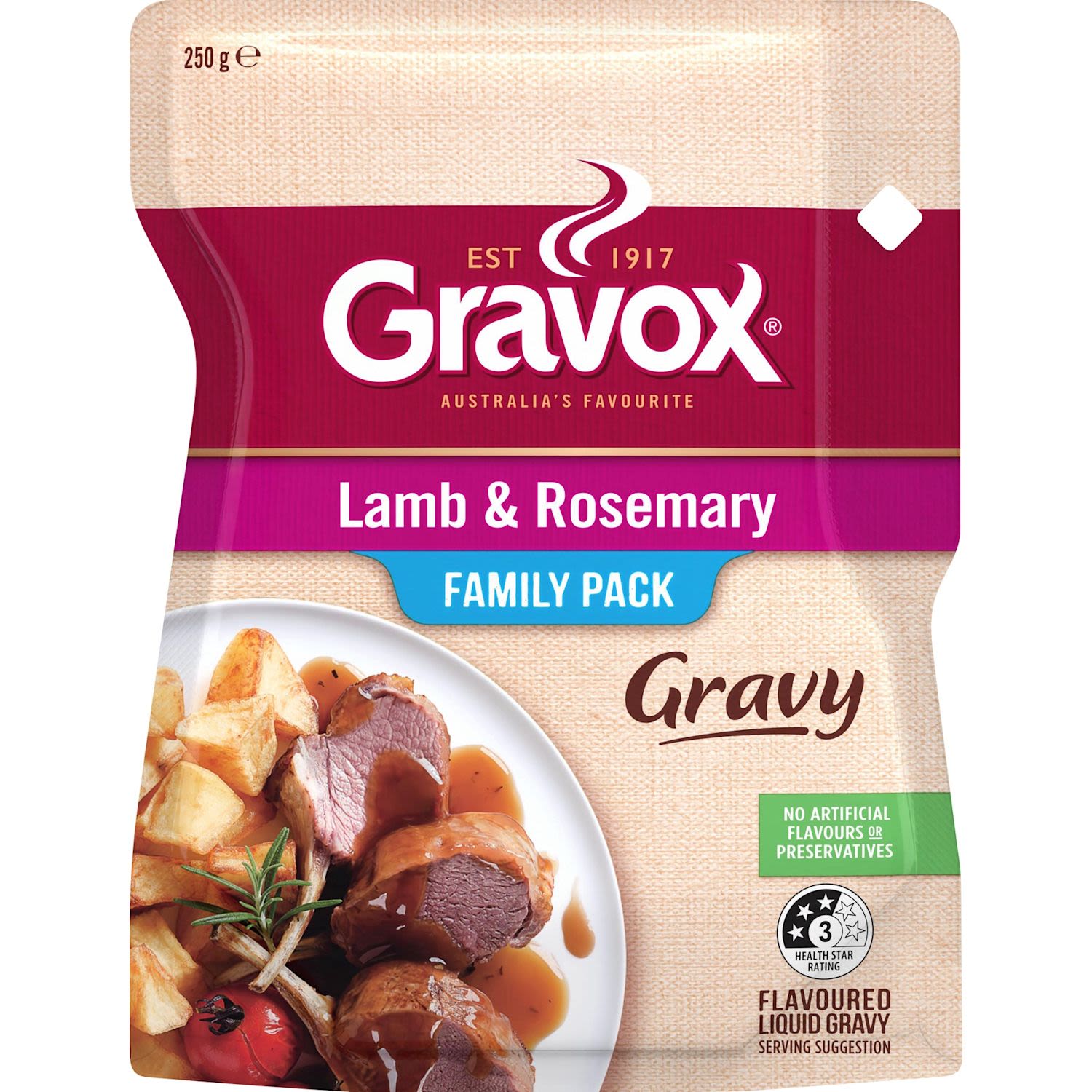 Gravox Lamb & Rosemary Liquid Gravy Pouch  Family Pack